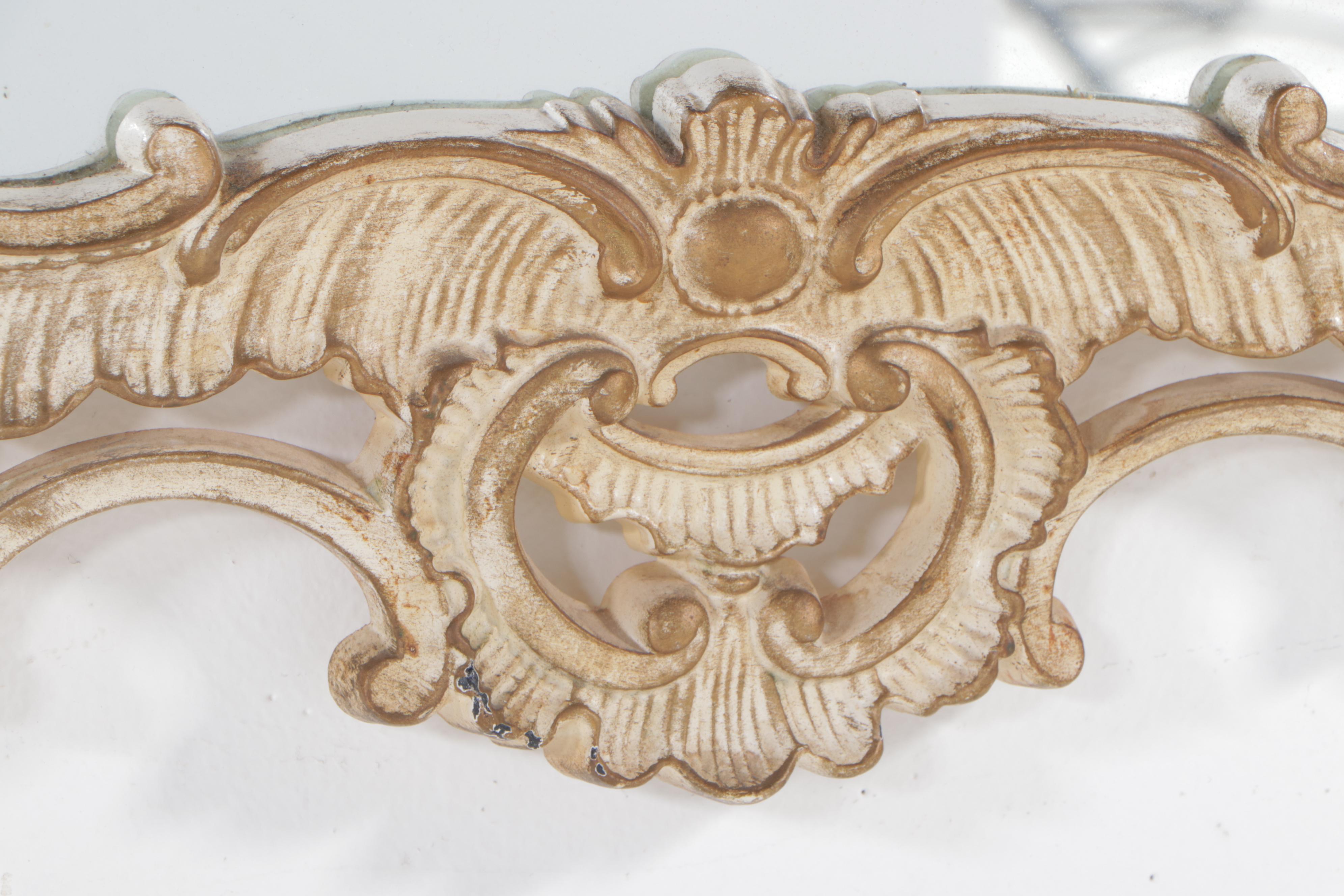 Rococo Style Pickled Wood Finish Wall Mirror, Late 20th Century