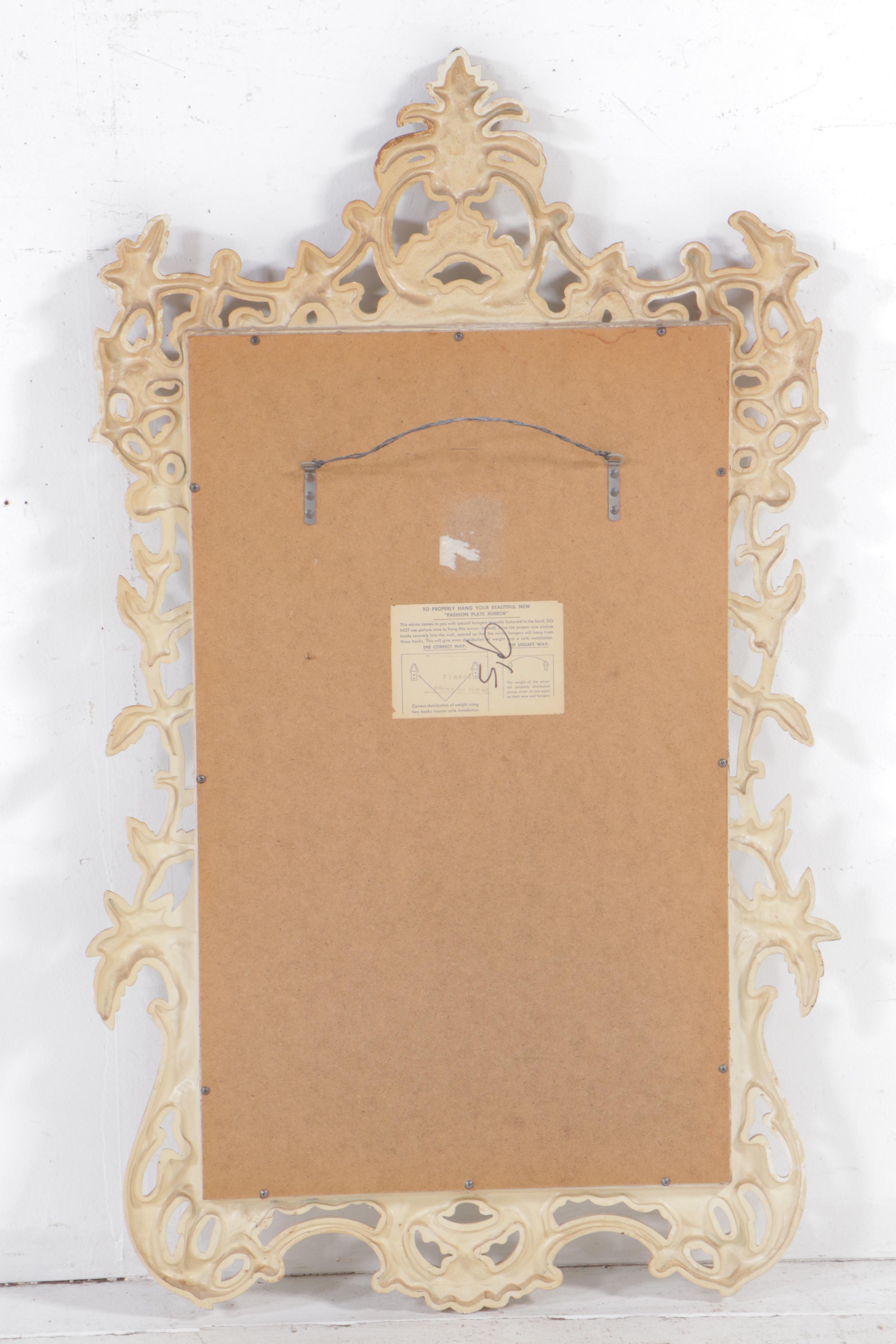 Rococo Style Pickled Wood Finish Wall Mirror, Late 20th Century