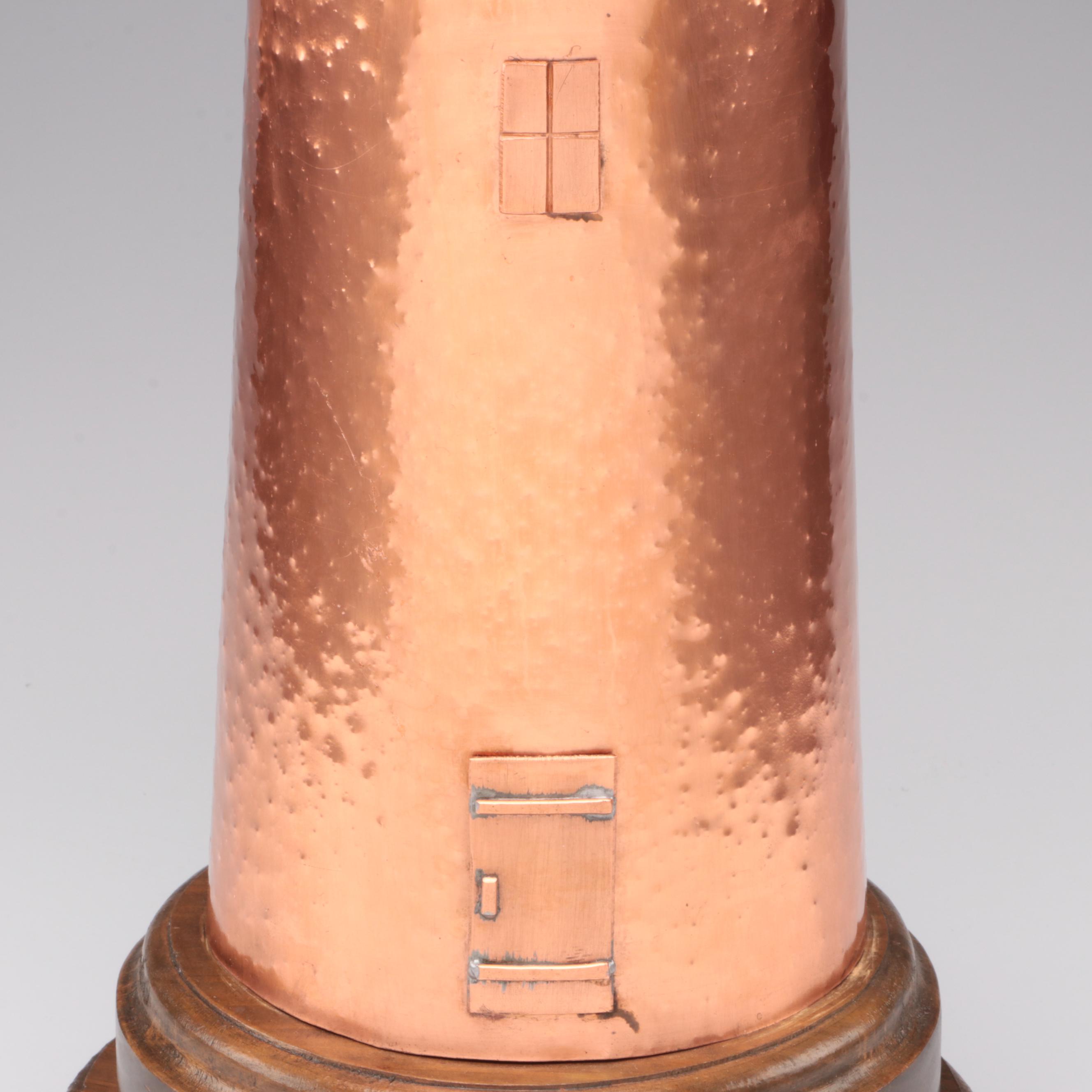 Artisan Made Copper Lighthouse Table Lamp, Mid to Late 20th Century