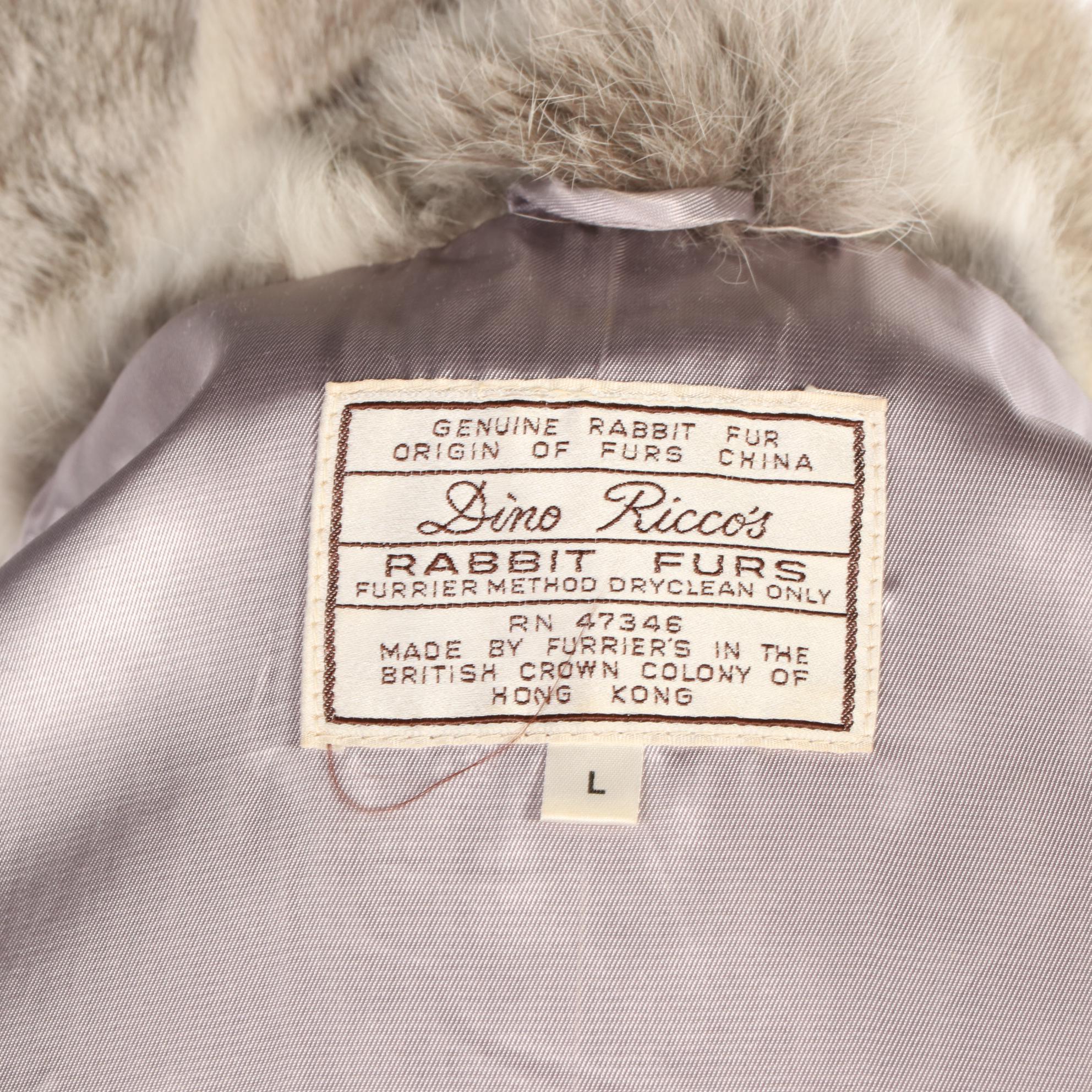 Dino Ricco's White/Grey Rabbit Fur Belted Jacket