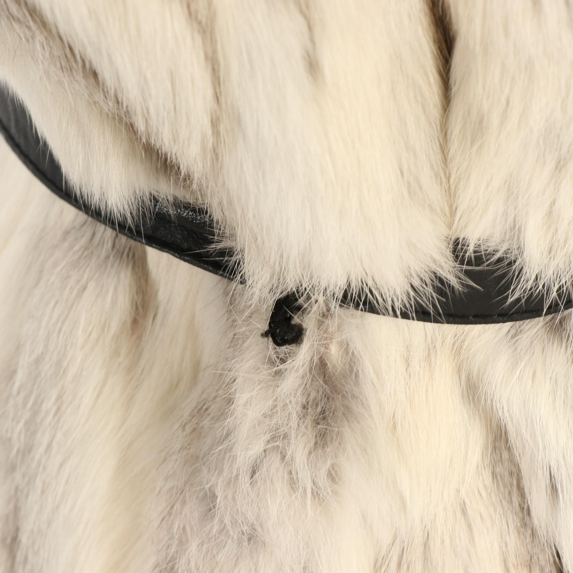 Dino Ricco's White/Grey Rabbit Fur Belted Jacket