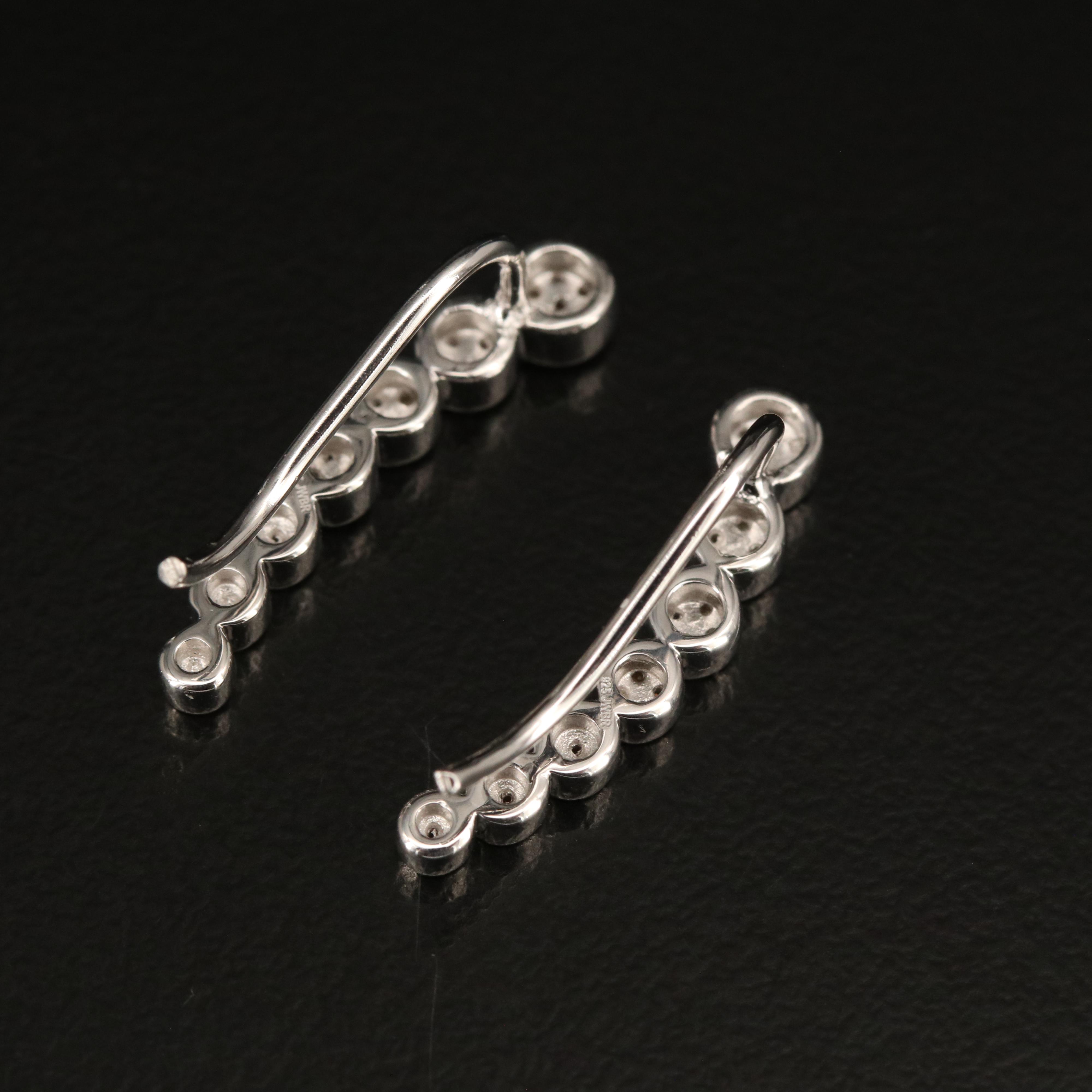Sterling Diamond Ear Climbers
