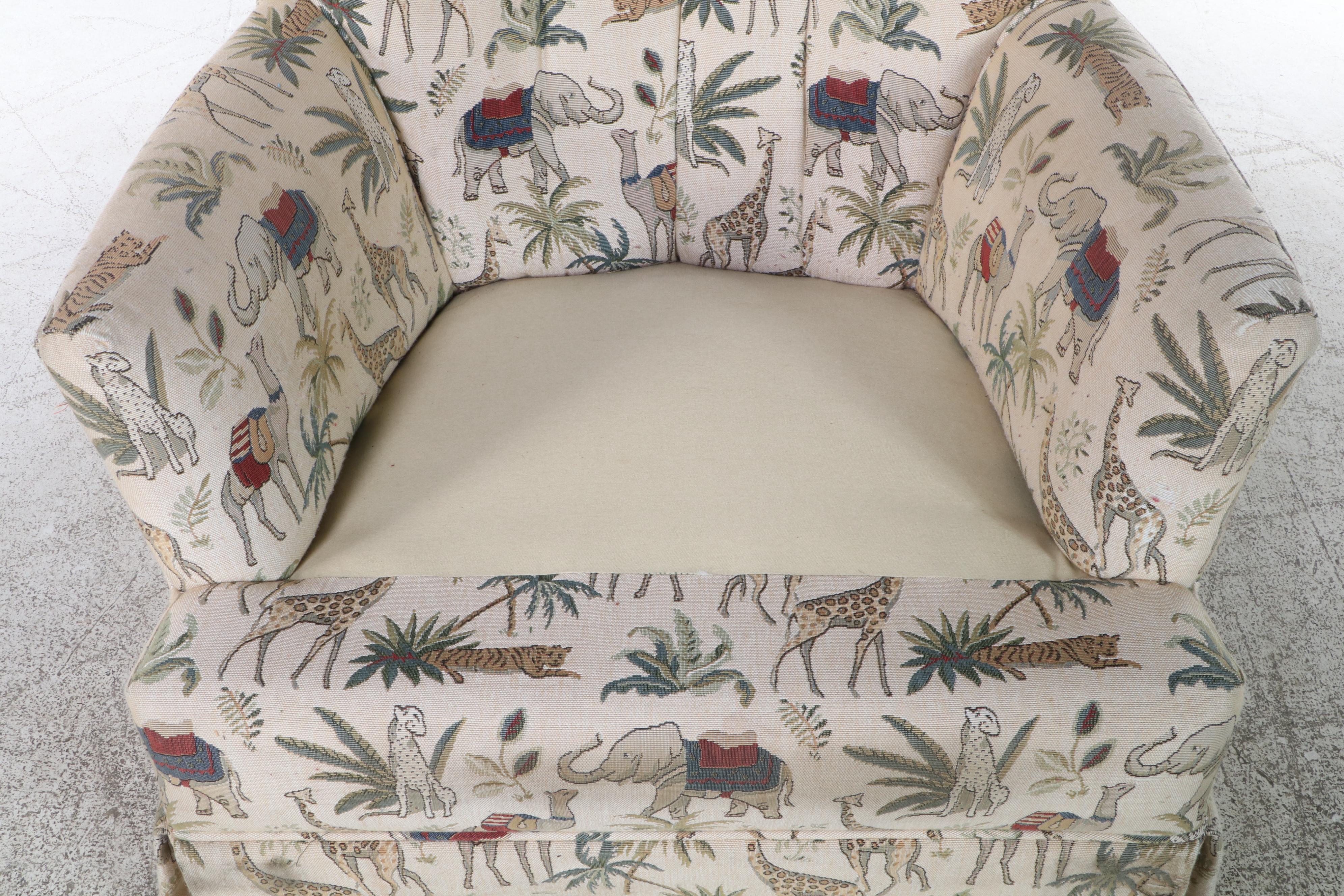 Custom-Upholstered and Buttoned-Down Swivel-Rocker, Late 20th Century