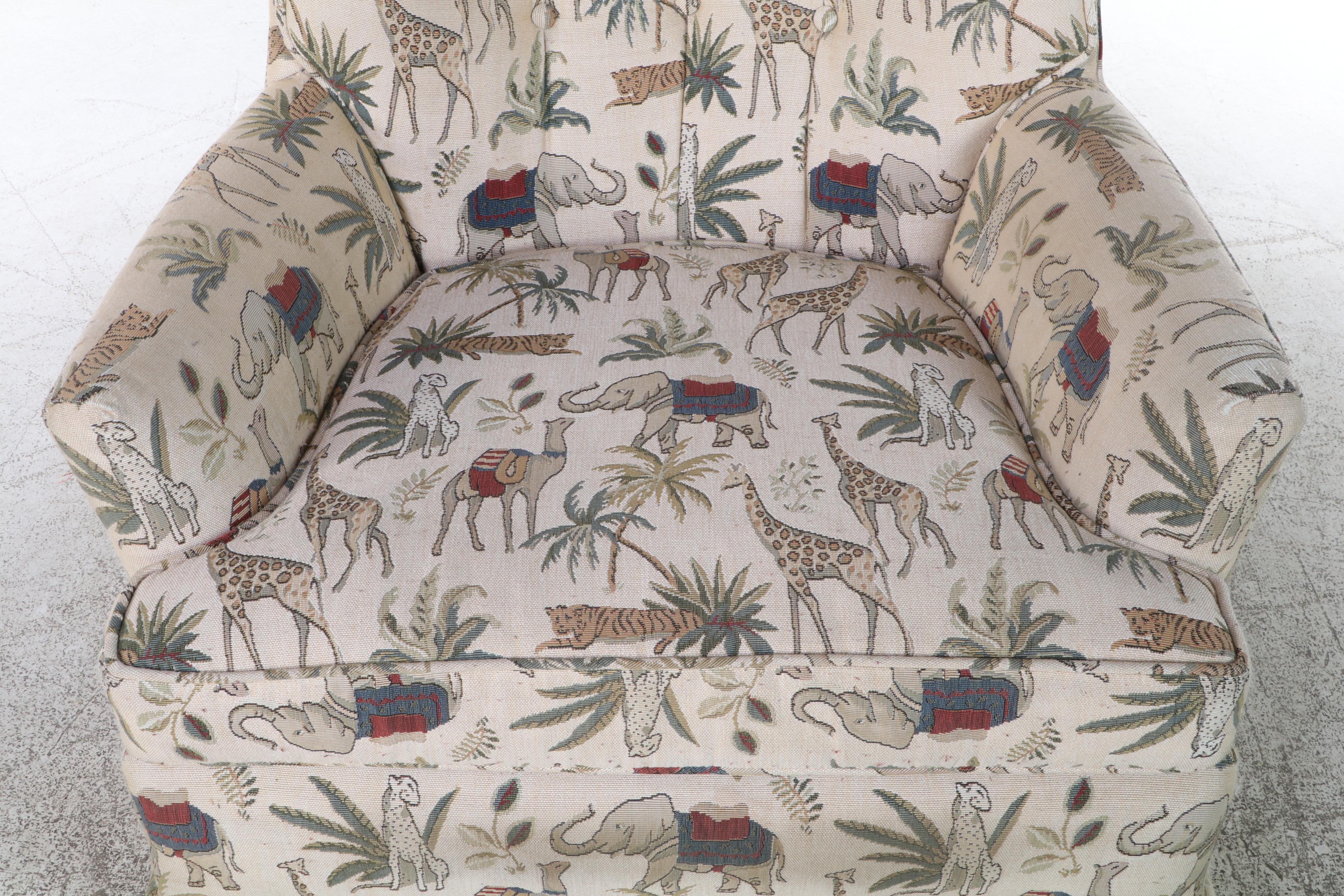 Custom-Upholstered and Buttoned-Down Swivel-Rocker, Late 20th Century