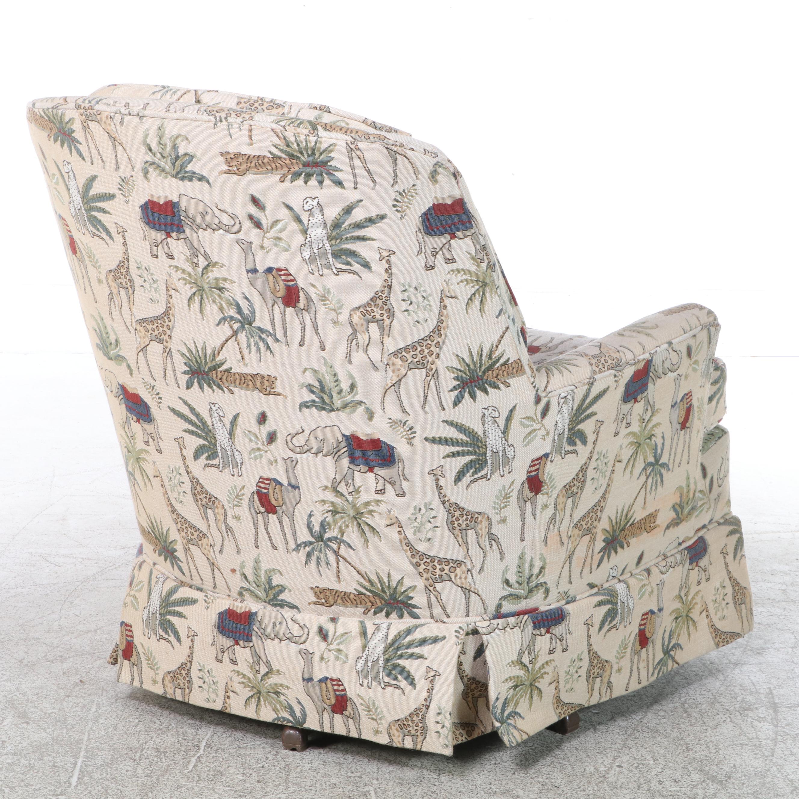 Custom-Upholstered and Buttoned-Down Swivel-Rocker, Late 20th Century