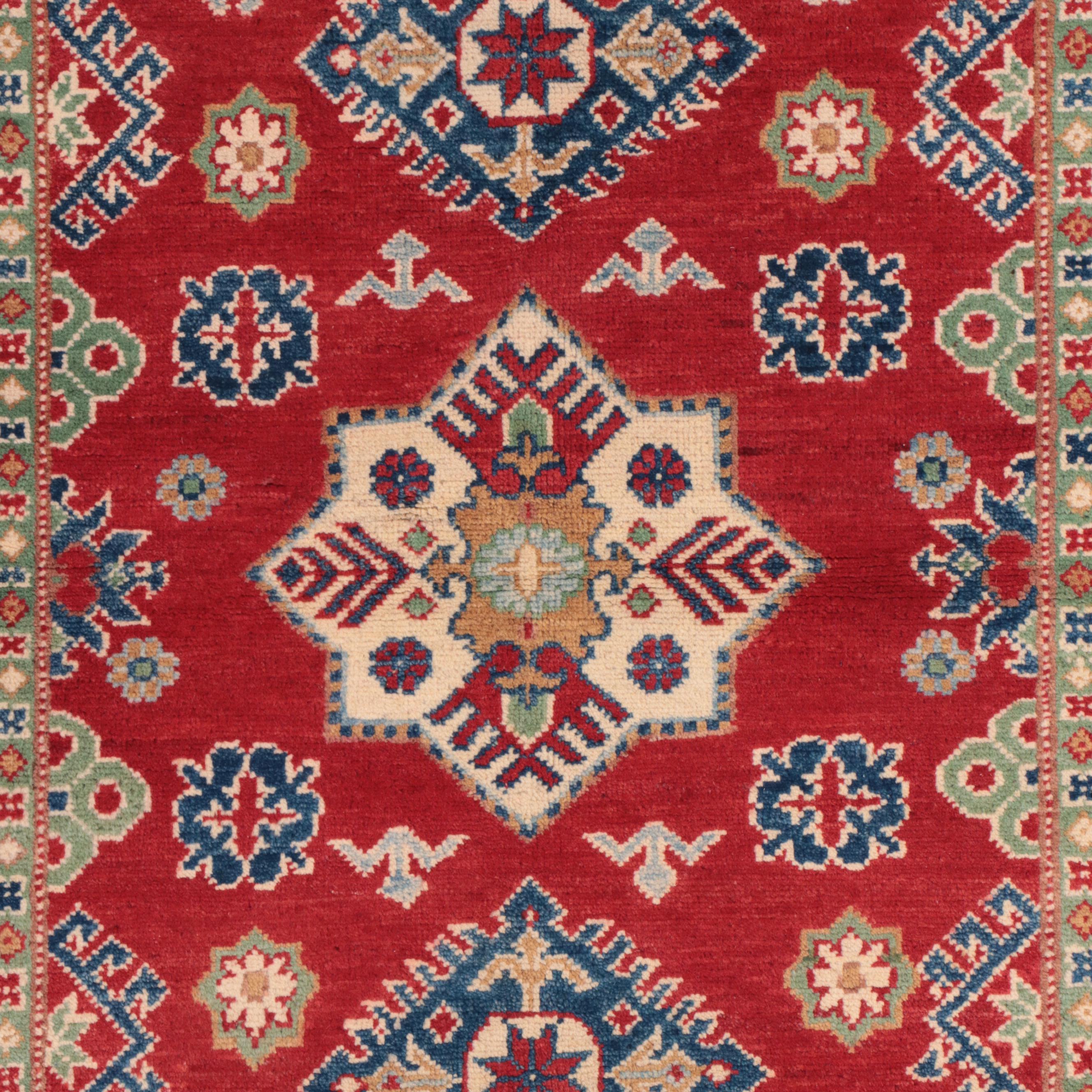 3'3 x 4'10 Hand-Knotted Pakistani Kazak Accent Rug