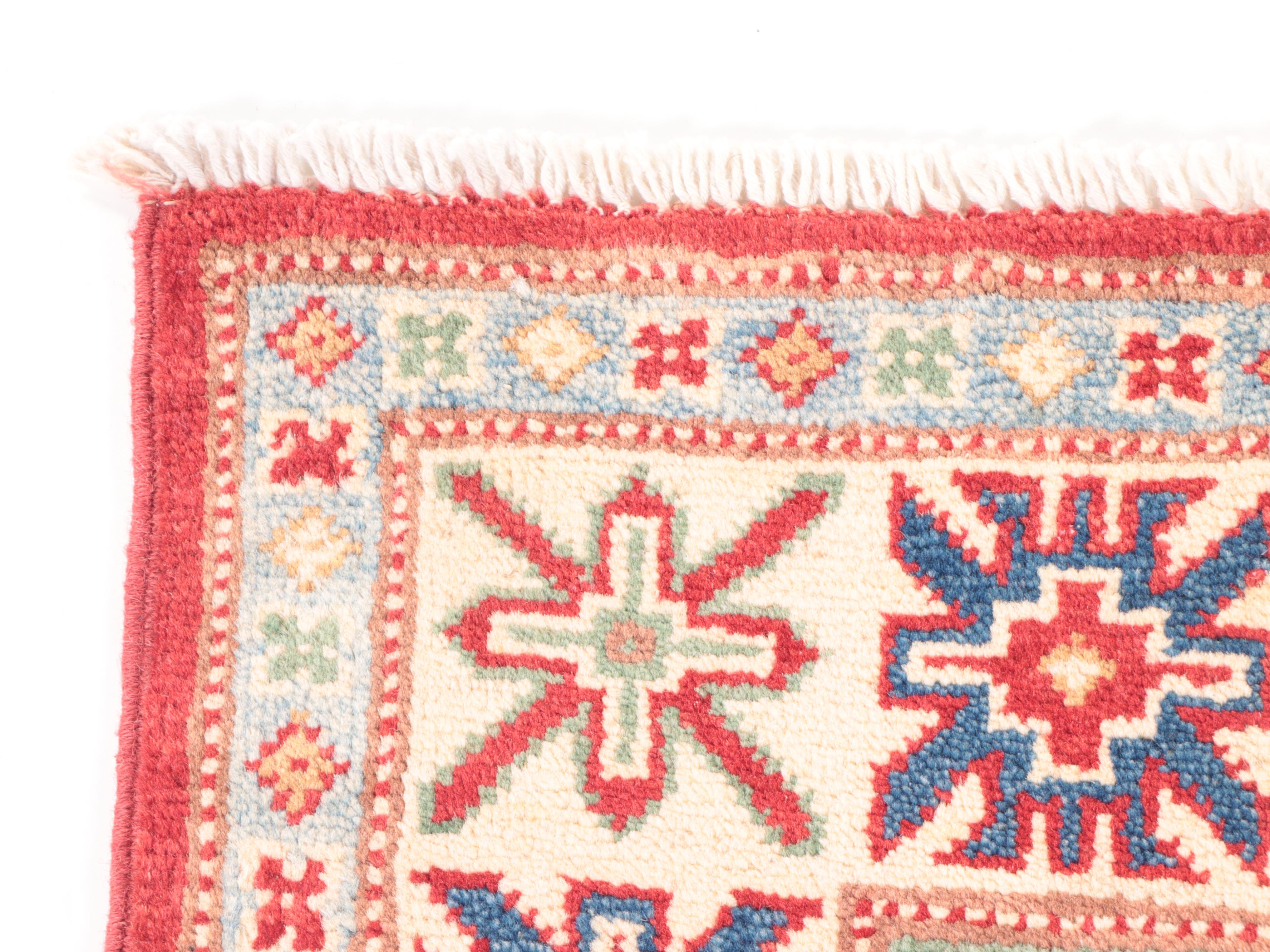 3'3 x 4'10 Hand-Knotted Pakistani Kazak Accent Rug