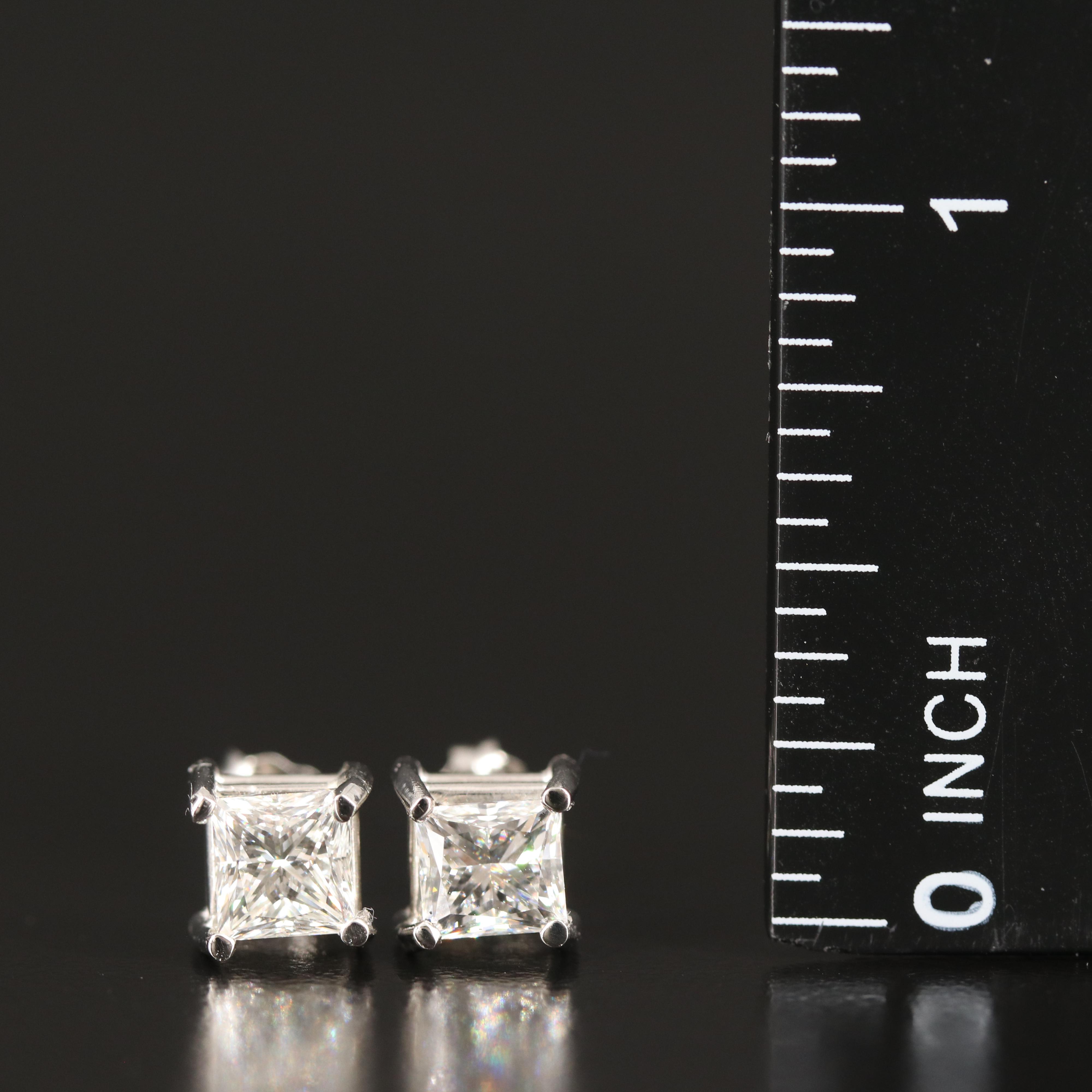 Platinum 1.76 CTW Diamond Stud Earrings with GIA Report and eReport