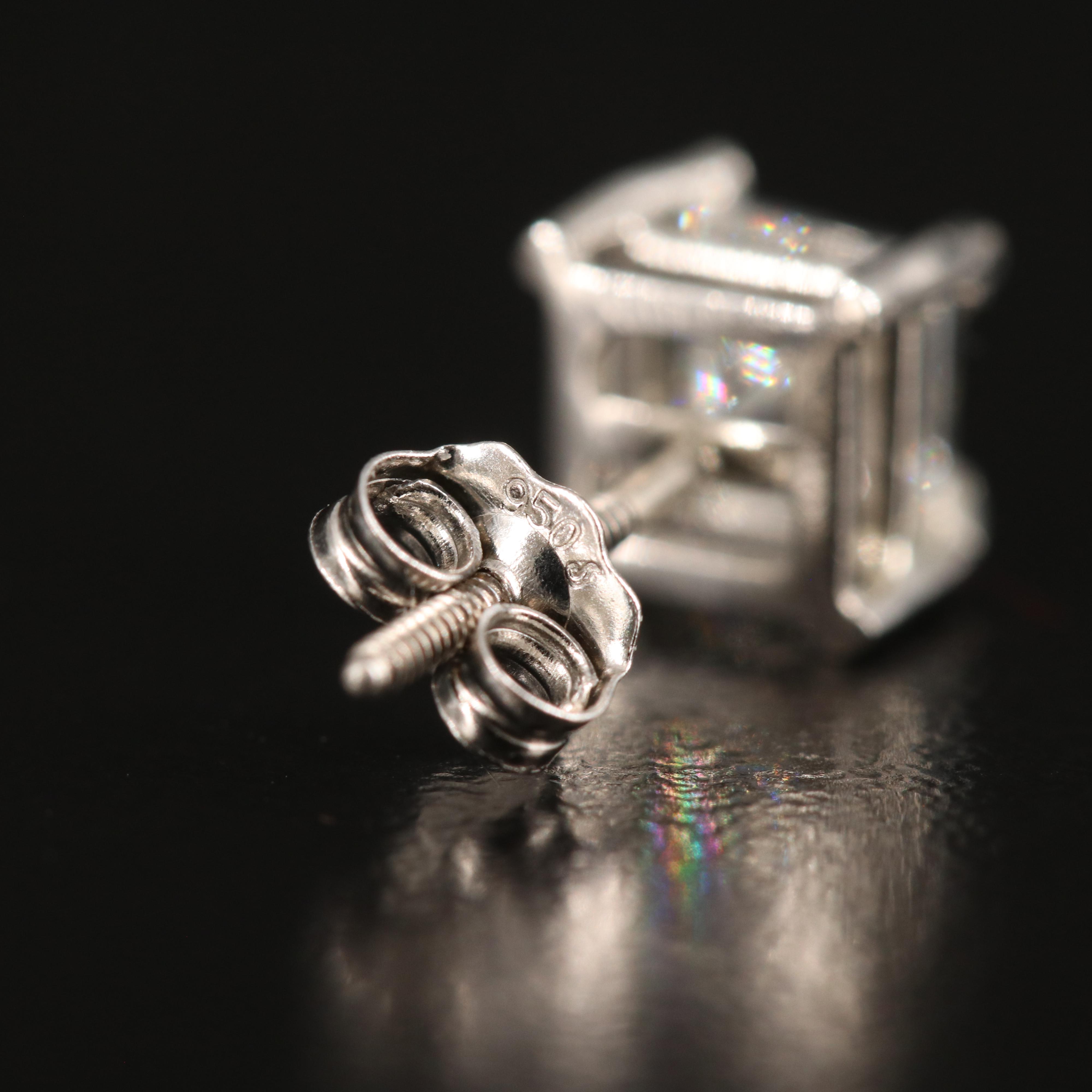 Platinum 1.76 CTW Diamond Stud Earrings with GIA Report and eReport