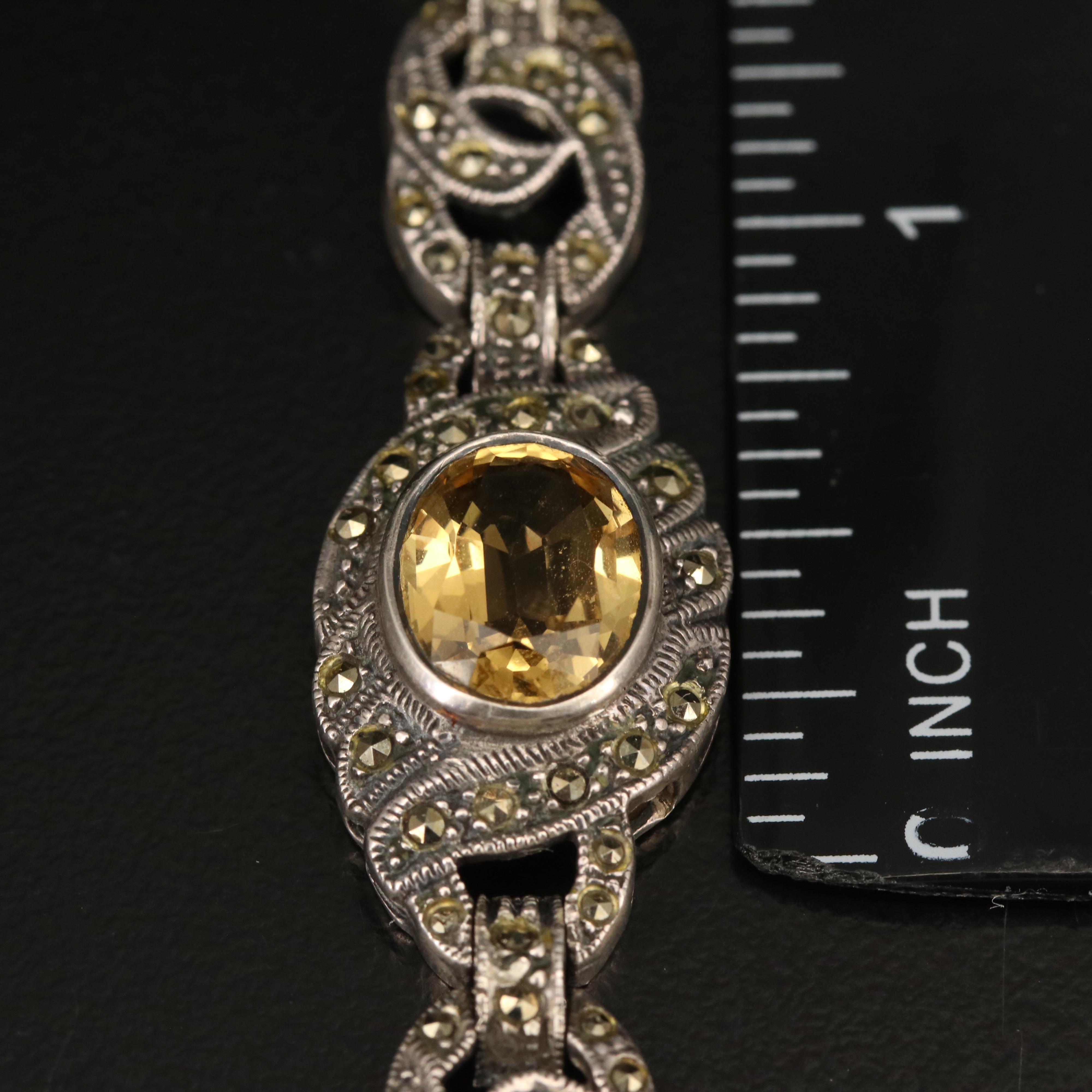 Sterling Glass, Spinel and Citrine Bracelet and Ring