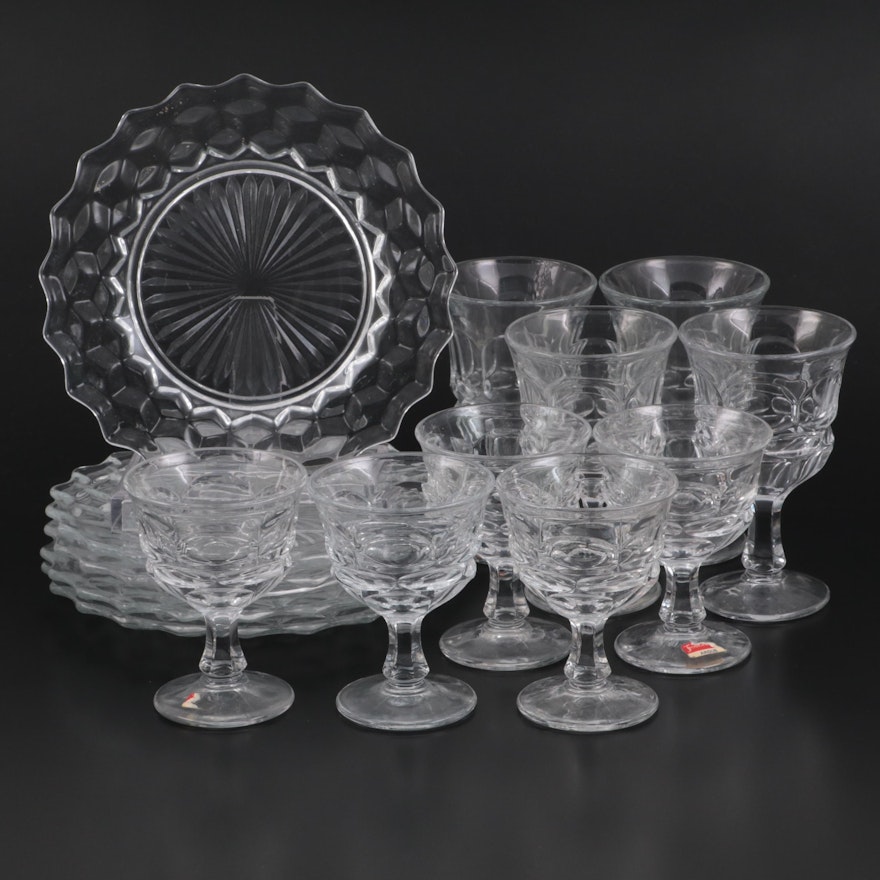 Fostoria Glass "Argus" Stemware and "American Clear" Plates, 20th Century