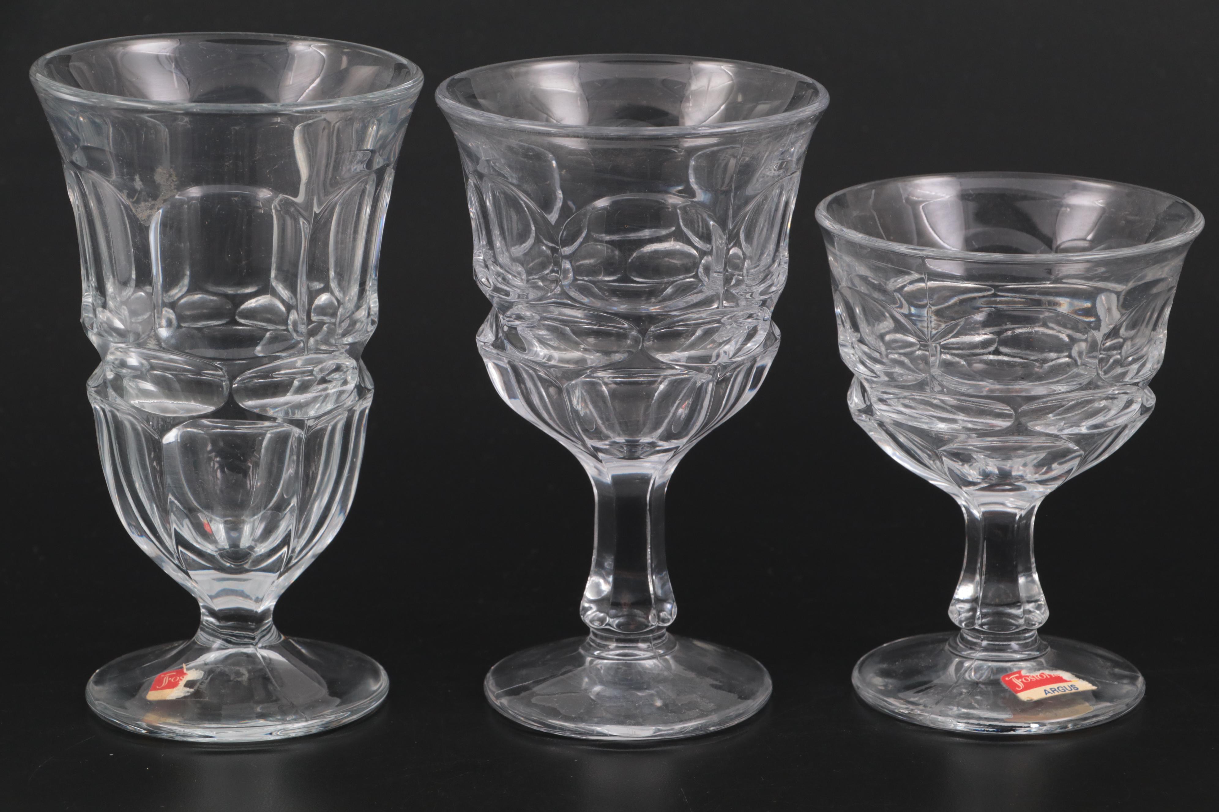 Fostoria Glass "Argus" Stemware and "American Clear" Plates, 20th Century
