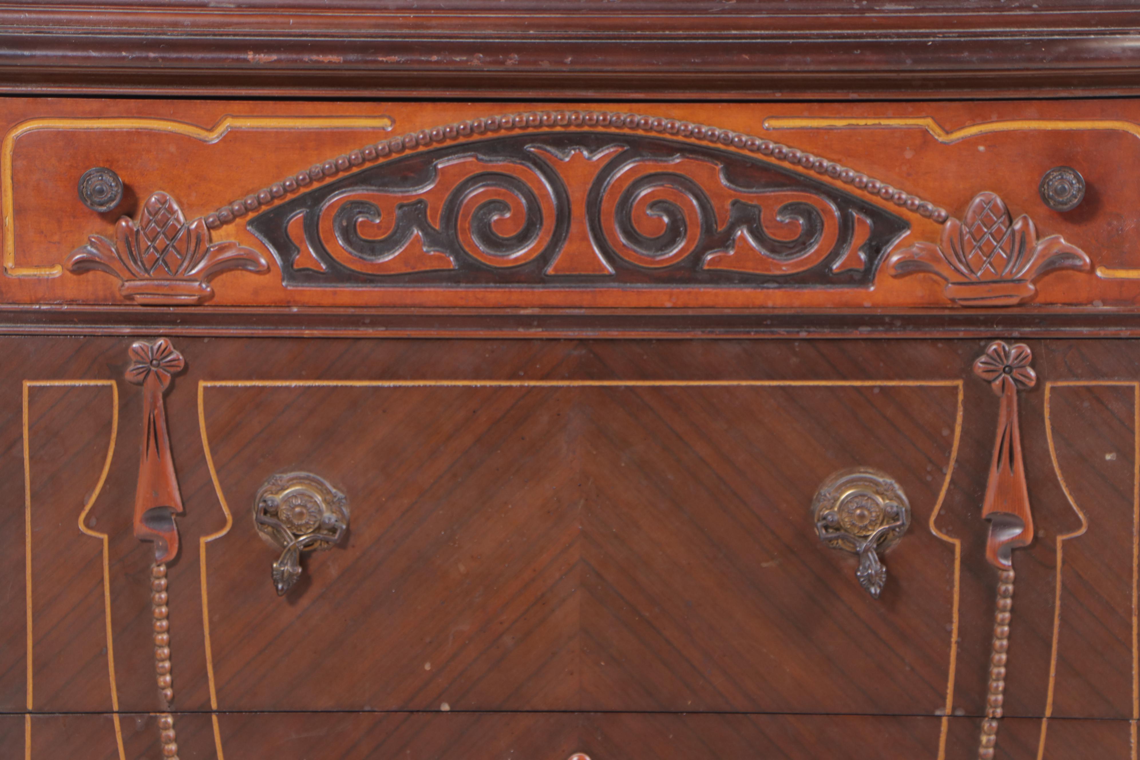 Jacobean Revival Walnut-Veneered Chest of Drawers, Circa 1930