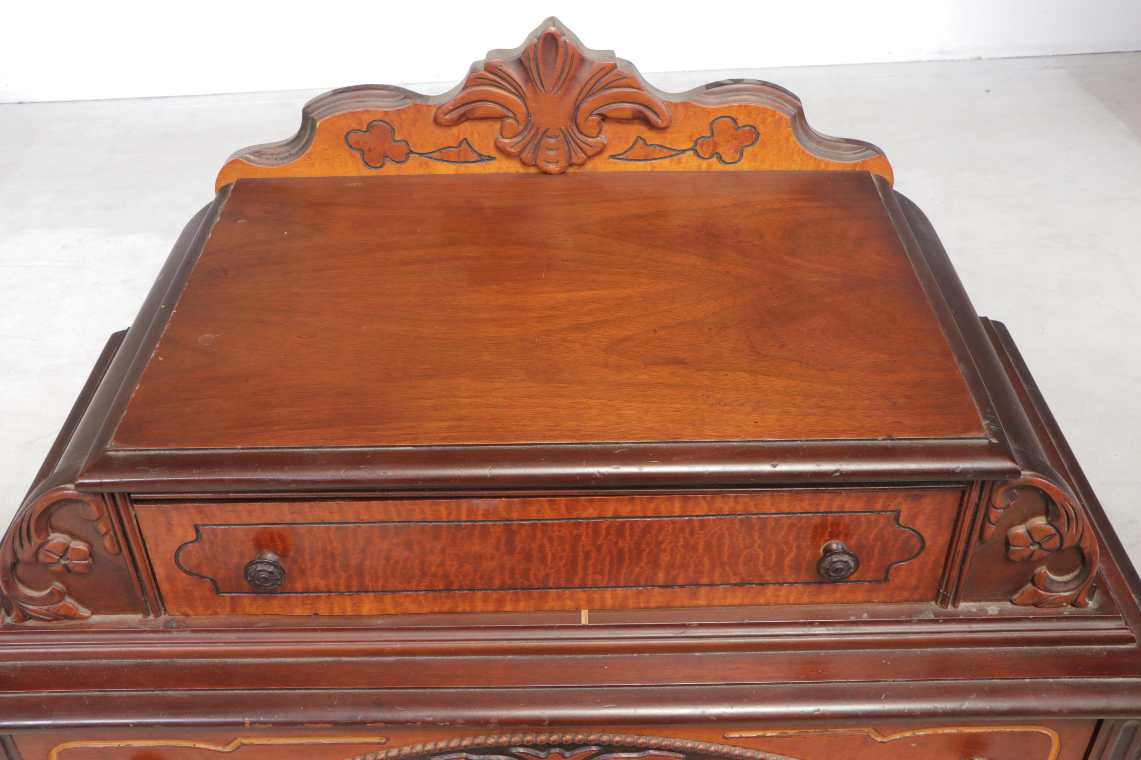 Jacobean Revival Walnut-Veneered Chest of Drawers, Circa 1930