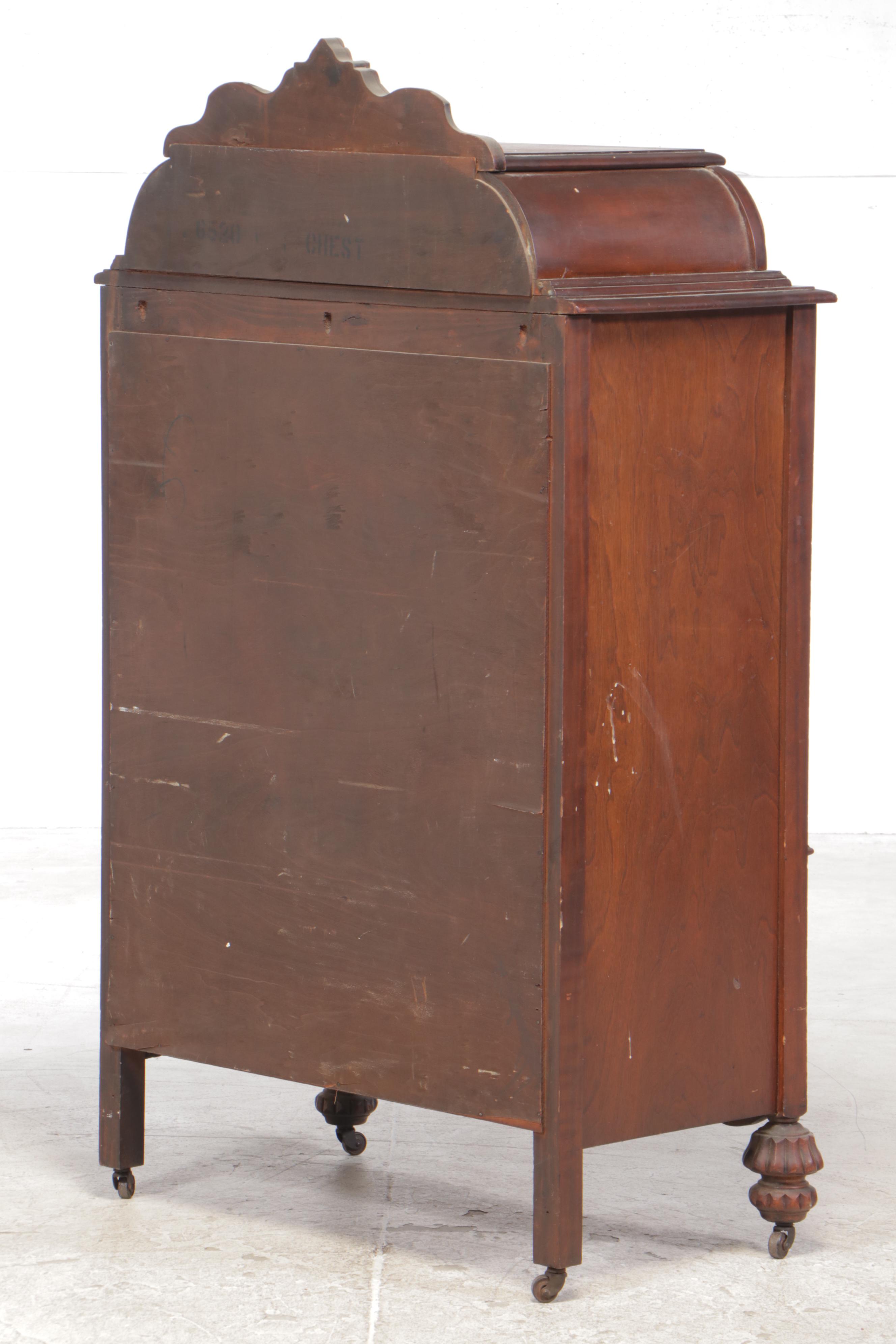 Jacobean Revival Walnut-Veneered Chest of Drawers, Circa 1930