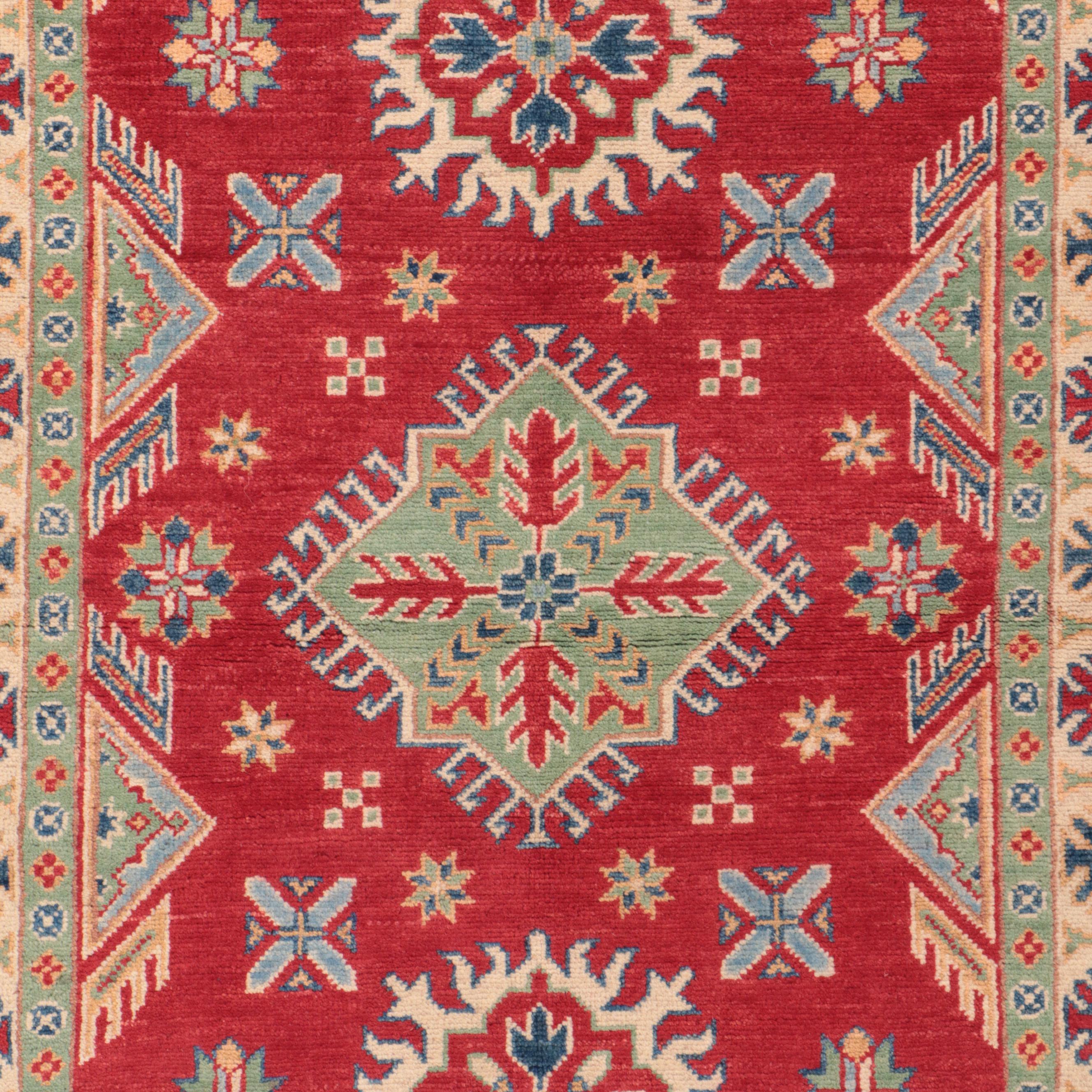 3'4 x 4'11 Hand-Knotted Pakistani Kazak Accent Rug