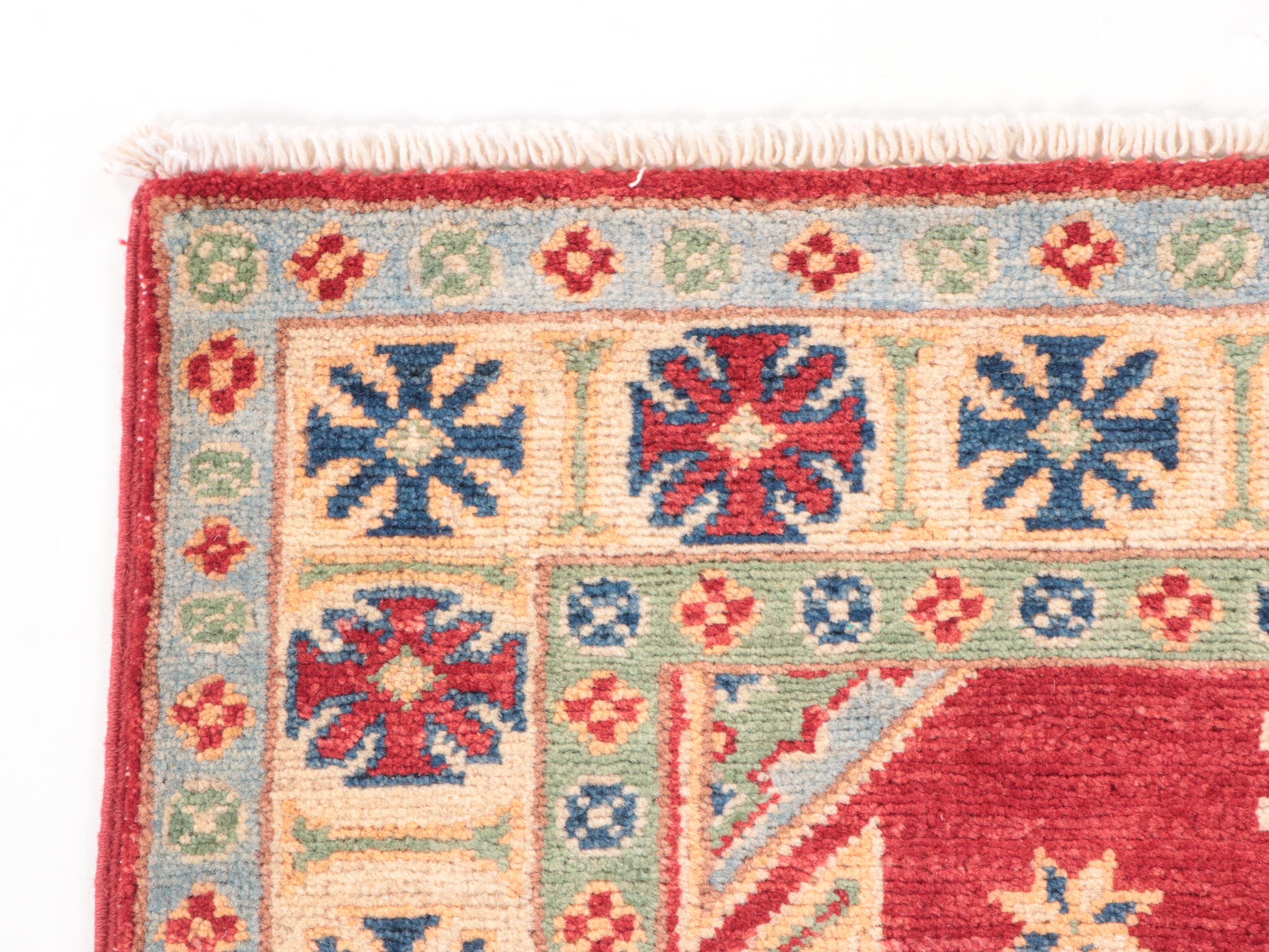 3'4 x 4'11 Hand-Knotted Pakistani Kazak Accent Rug