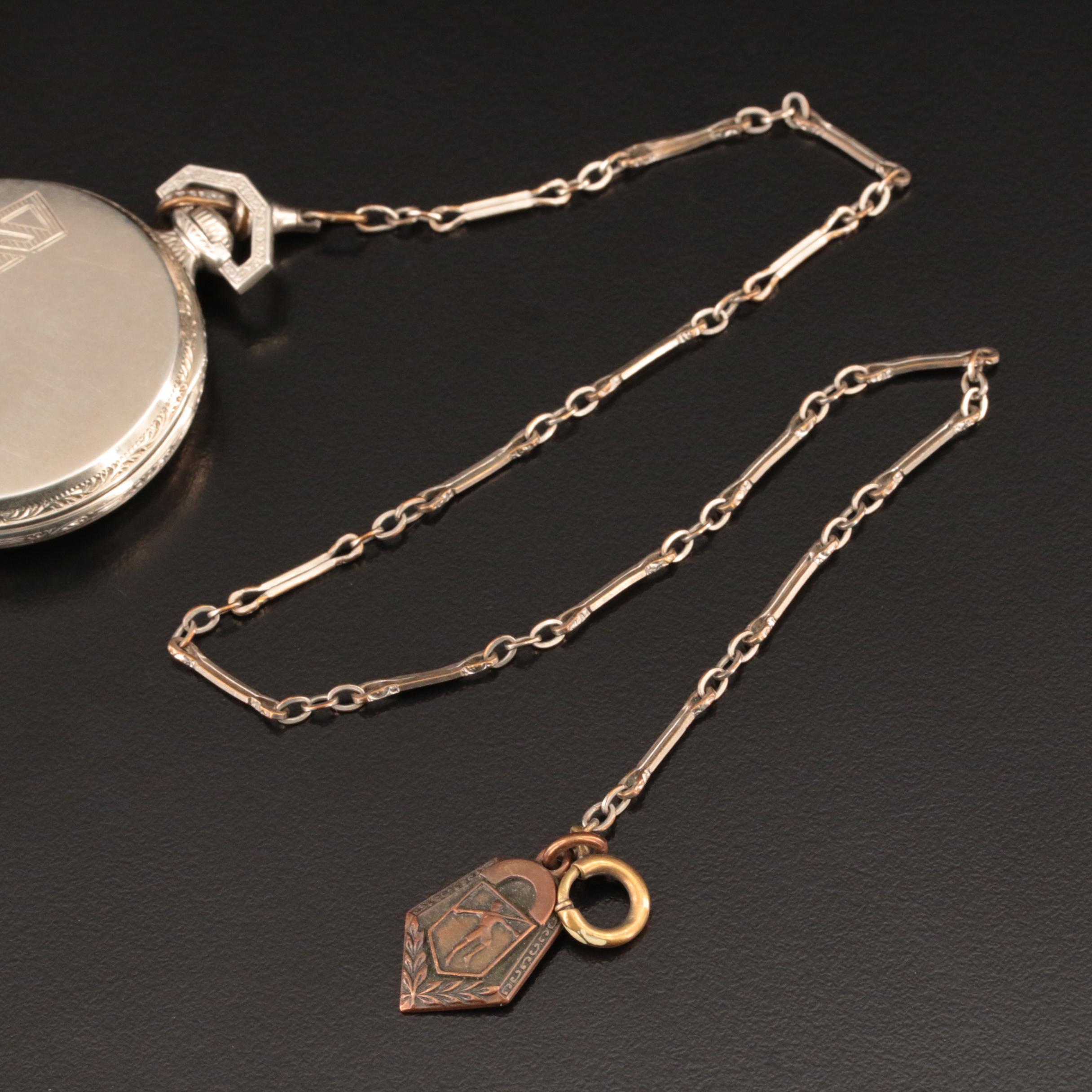 Hamilton 14K Gold-Filled Pocket Watch and Fob Chain