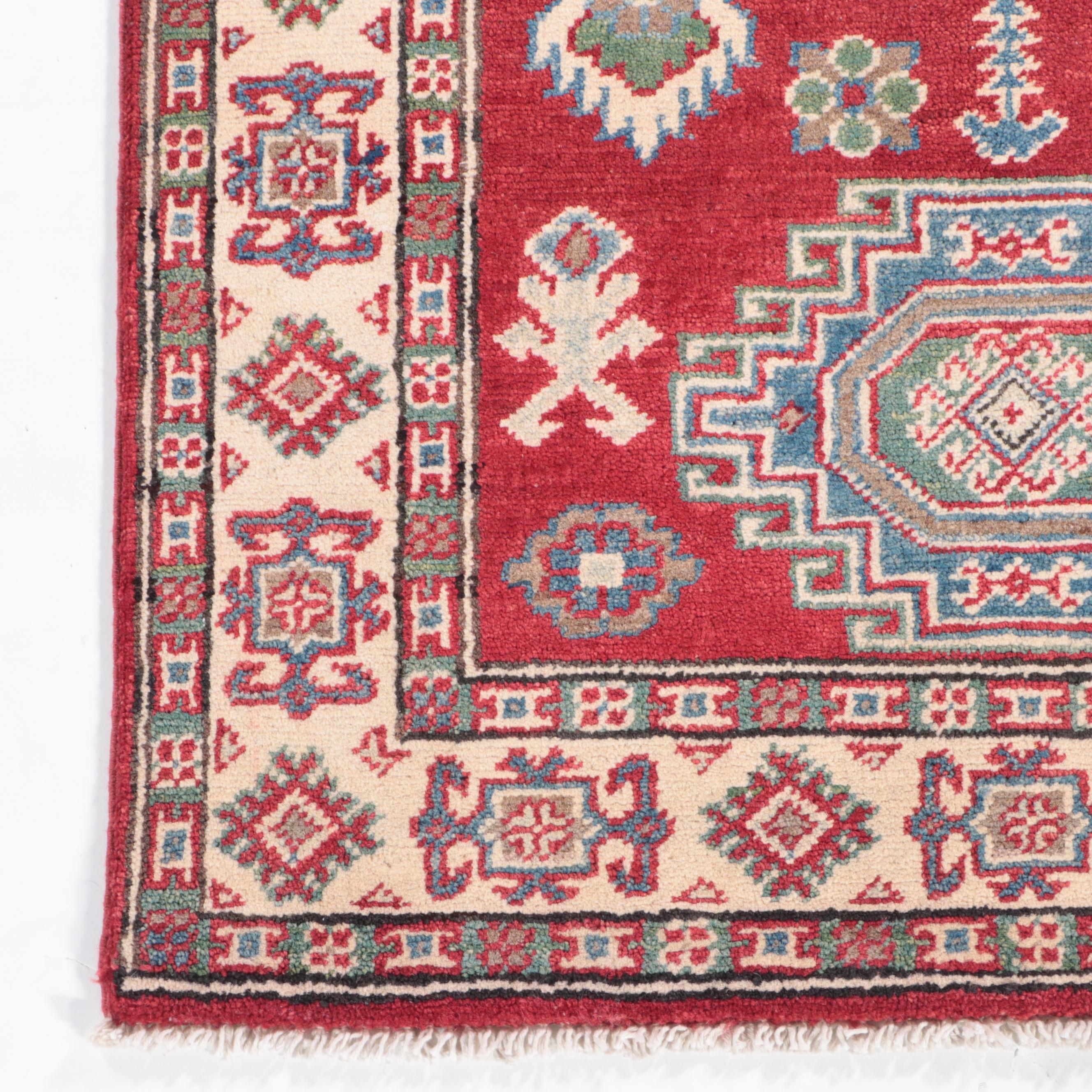 2'8 x 4'2 Hand-Knotted Afghan Kazak-Style Accent Rug