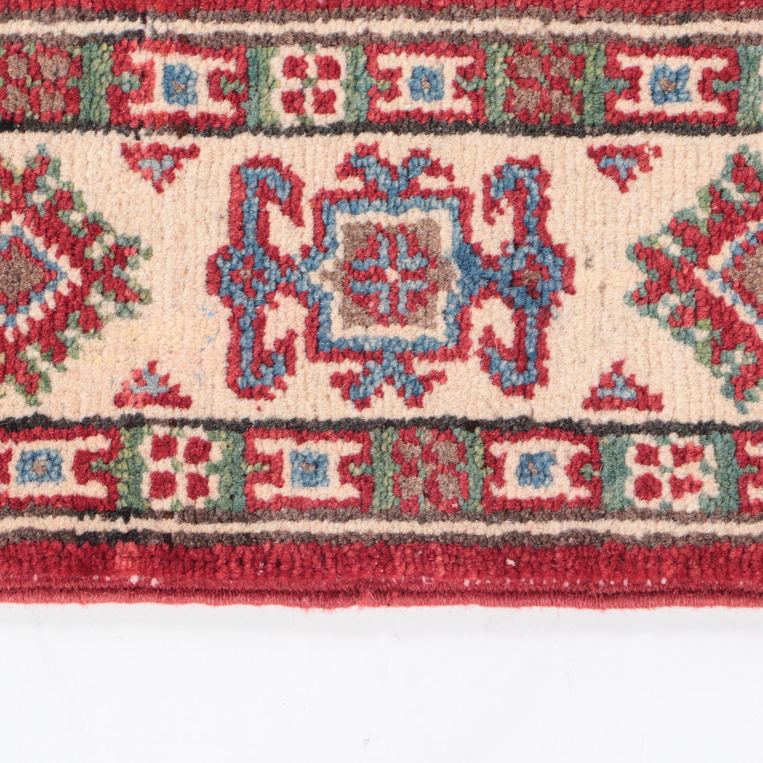 2'8 x 4'2 Hand-Knotted Afghan Kazak-Style Accent Rug