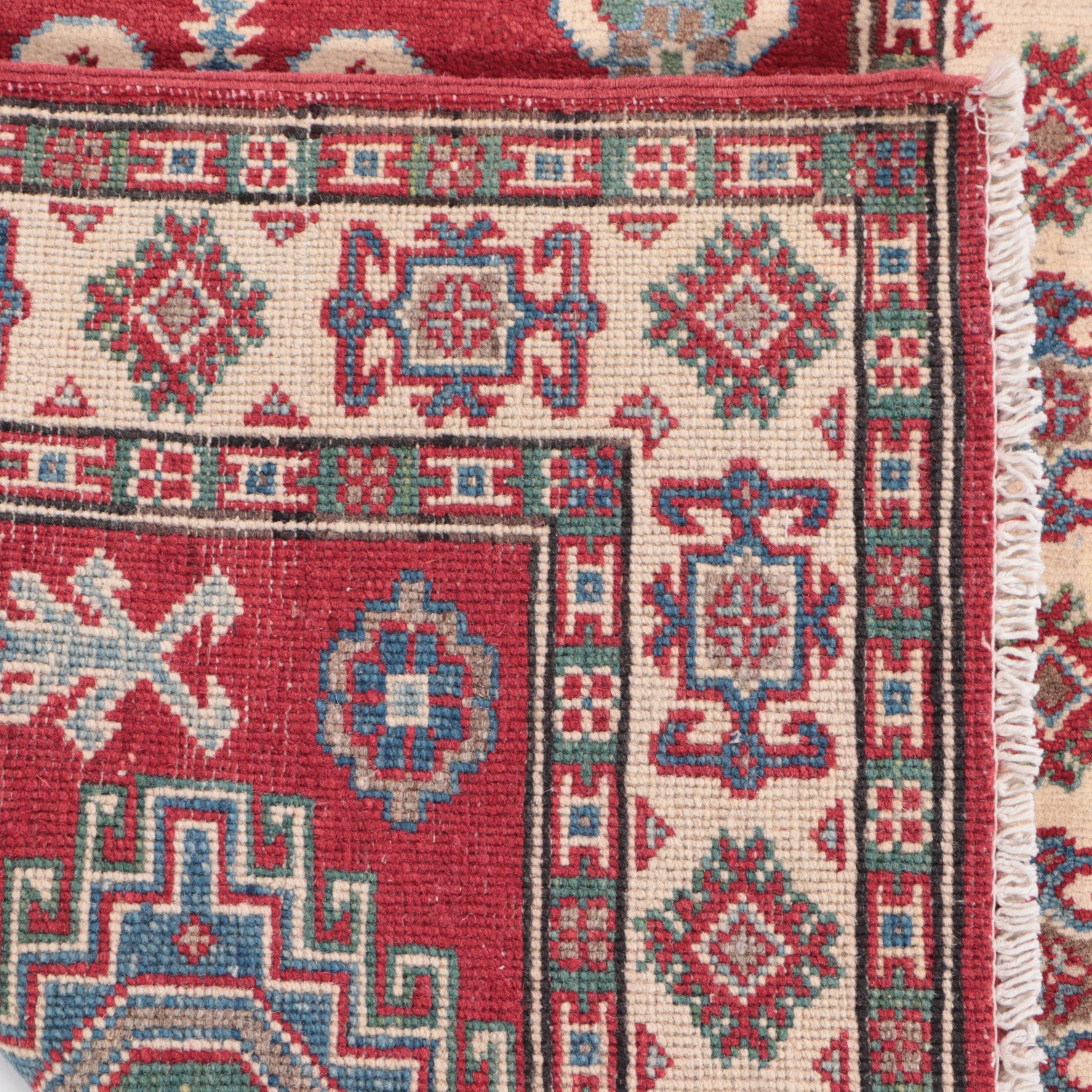 2'8 x 4'2 Hand-Knotted Afghan Kazak-Style Accent Rug