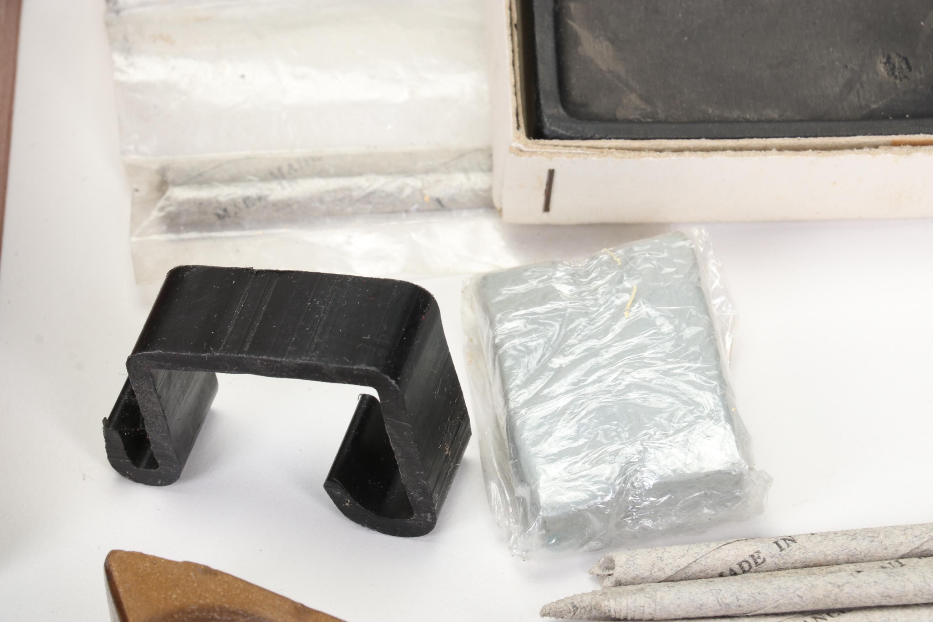 Wood Artist Palette Box With Supplies and Watermedia Paintings