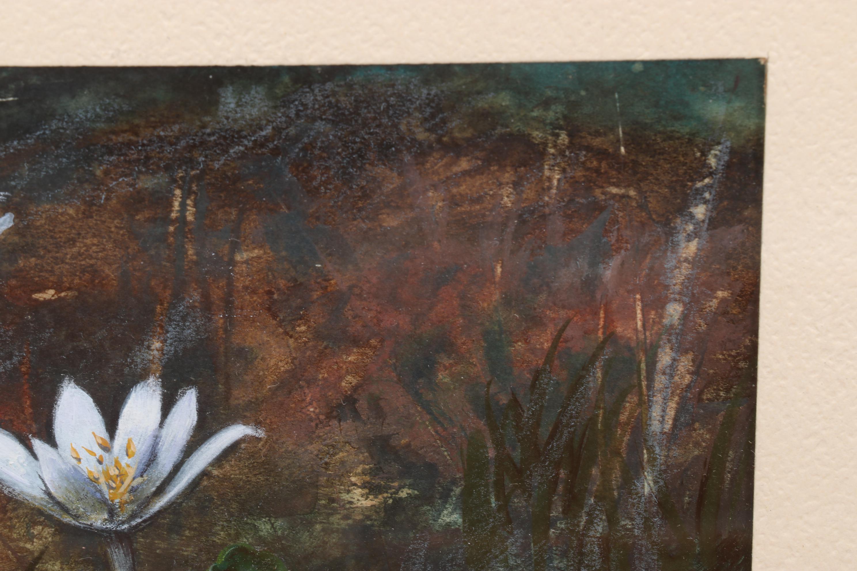 Wood Artist Palette Box With Supplies and Watermedia Paintings