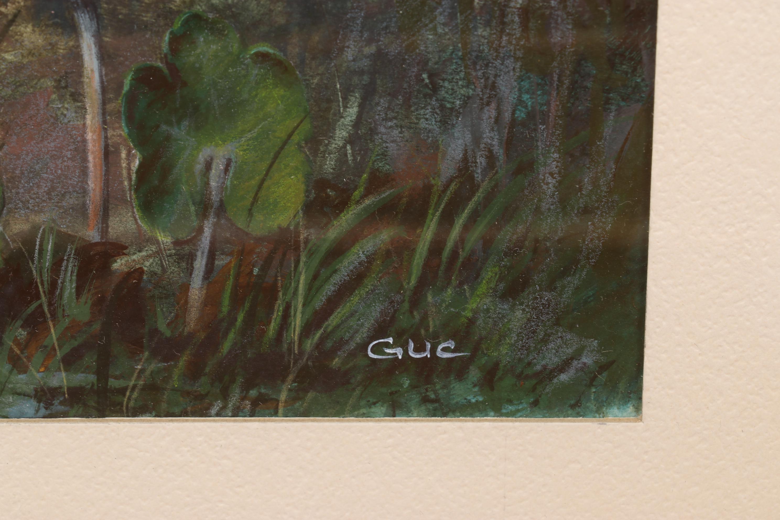 Wood Artist Palette Box With Supplies and Watermedia Paintings