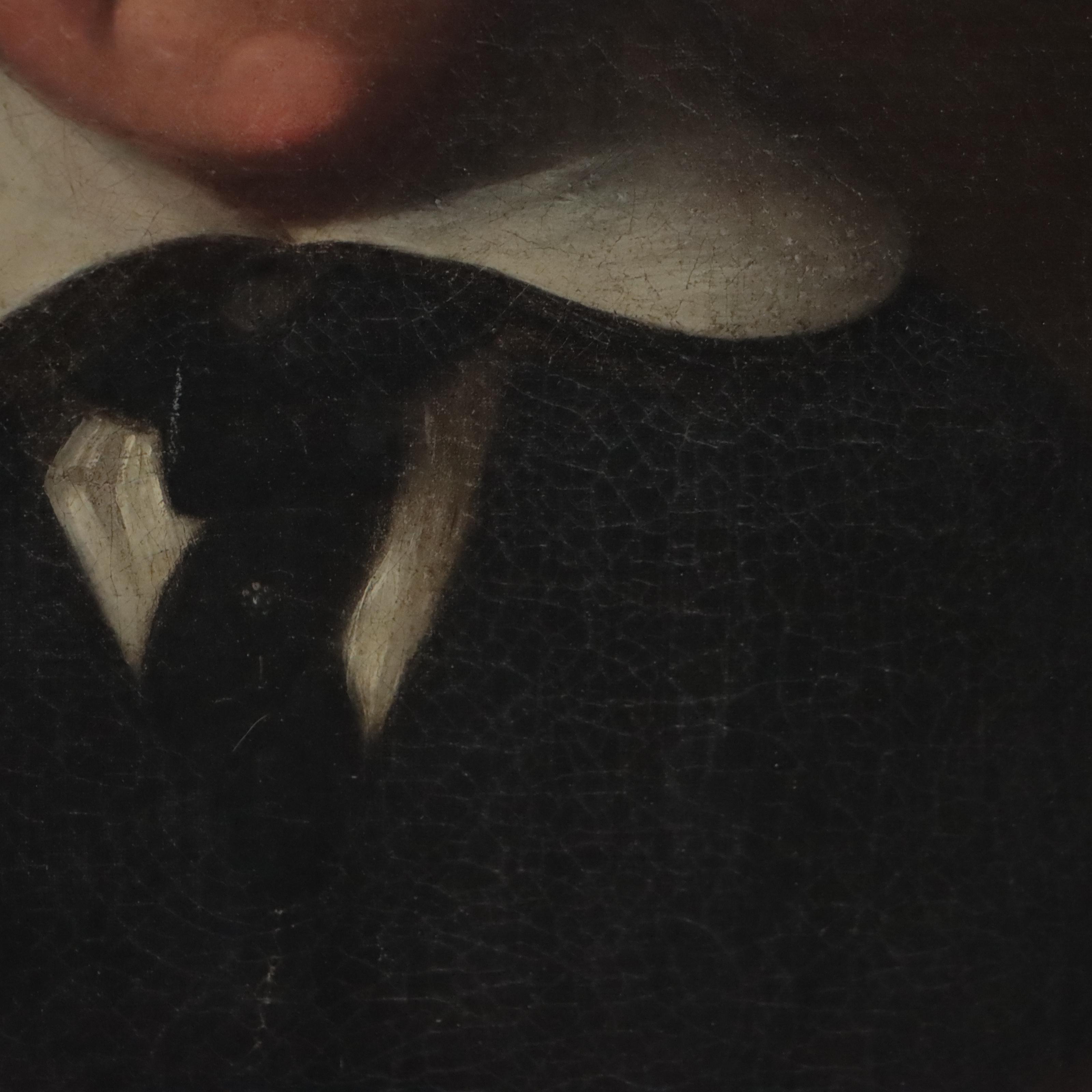 American School Child's Portrait Oil Painting, Mid-19th Century