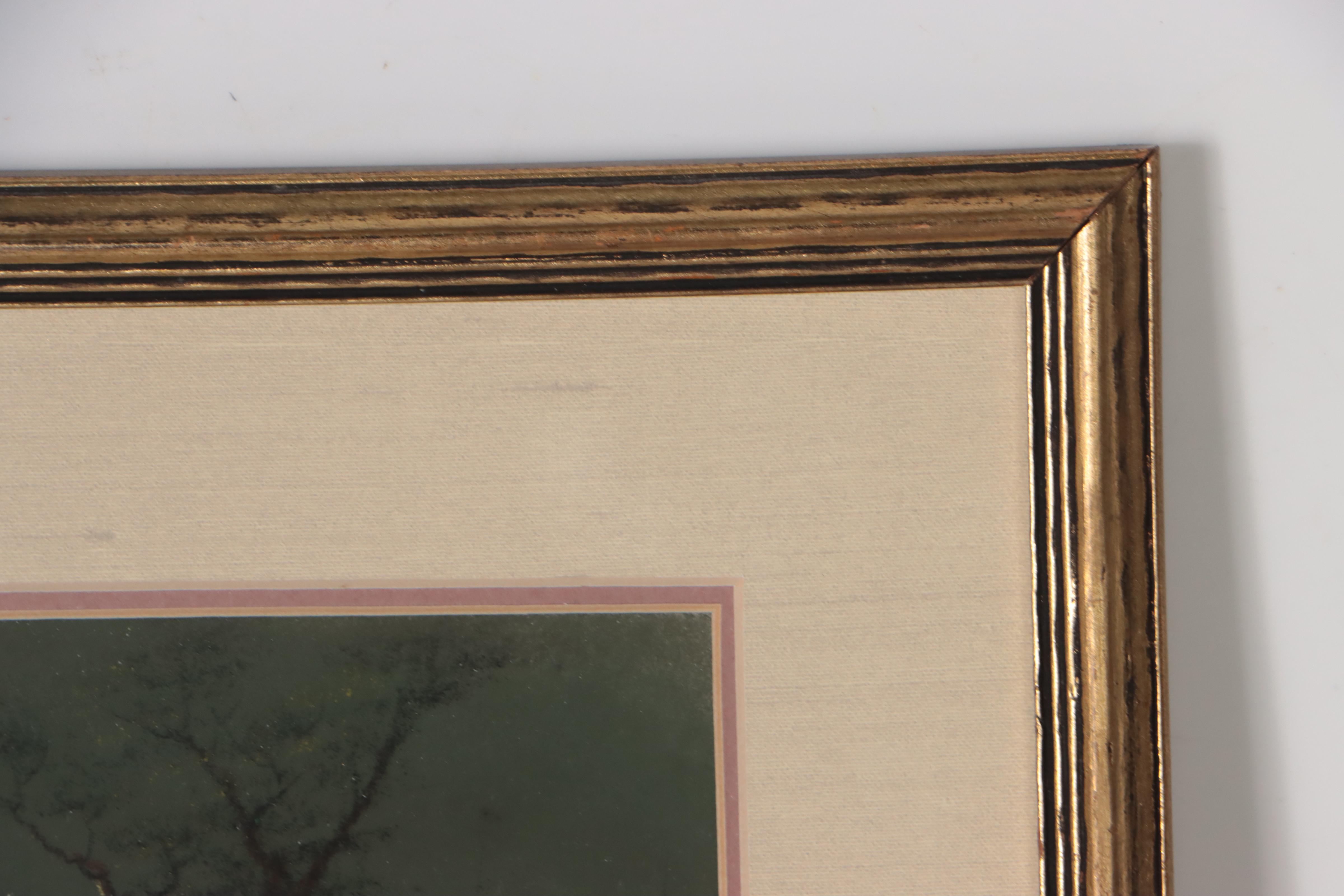 Chalk Pastel Drawing of Moonlit Landscape