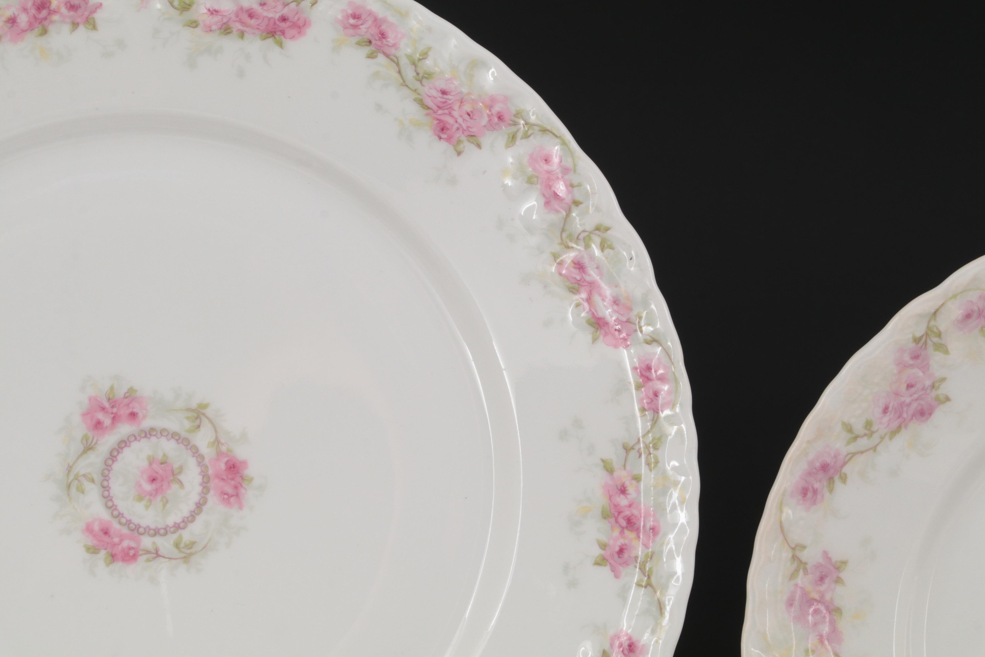 Theodore Haviland Pink Floral Limoges Porcelain Dinnerware and Serveware