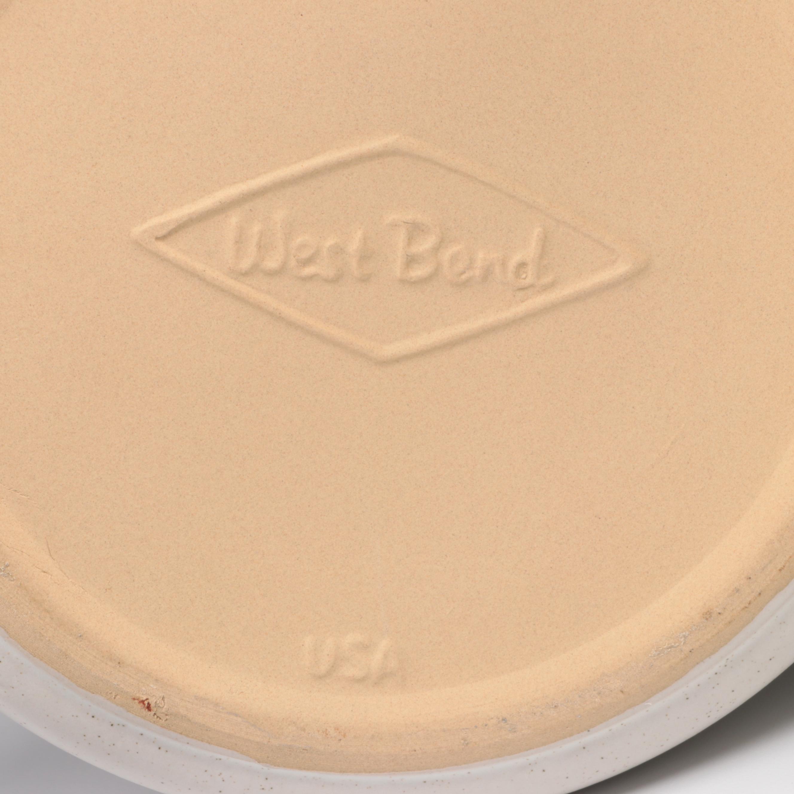 West Bend Ceramic Food Warmer, Pyrex Lidded Serving Dish and Popeil Veg-o-Matic