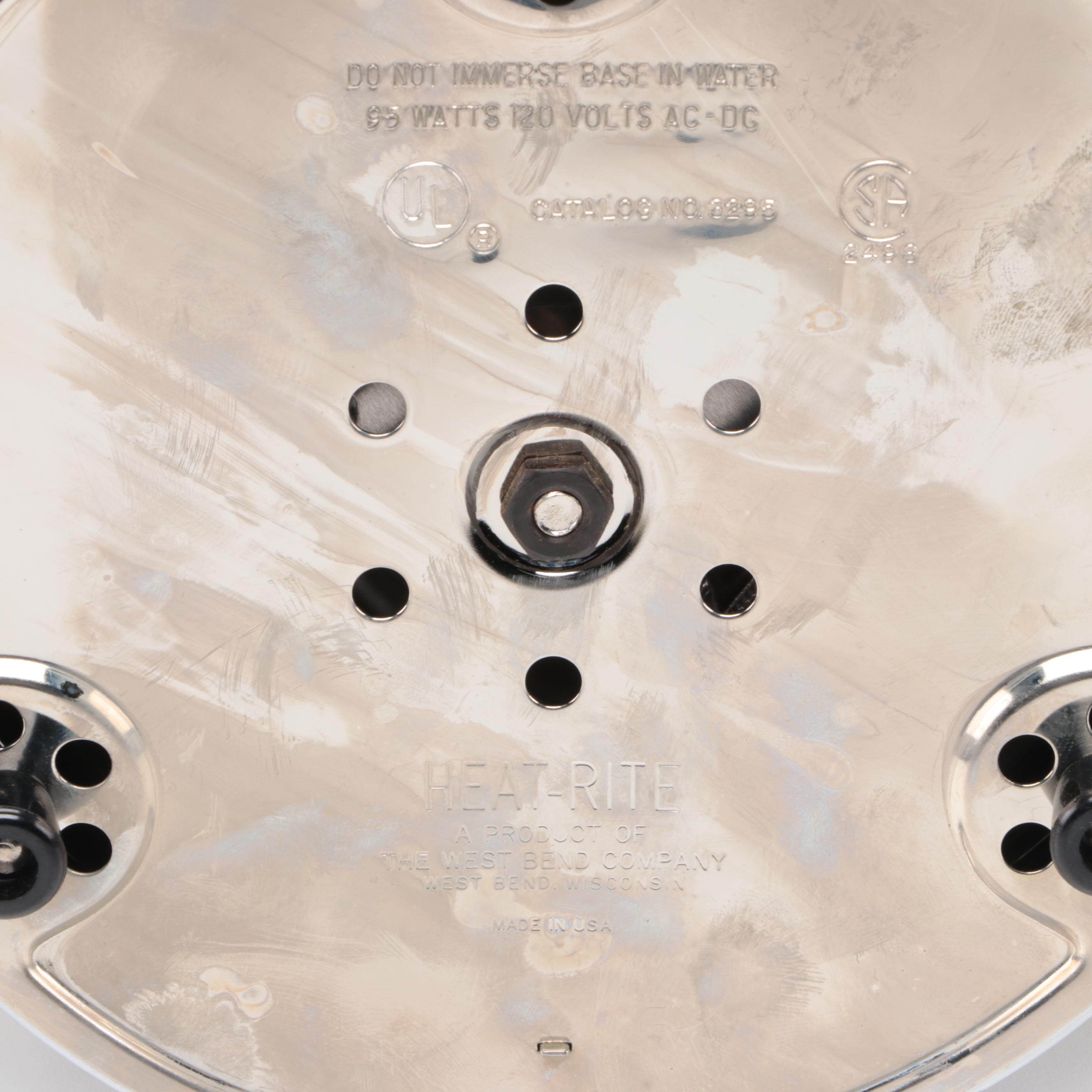 West Bend Ceramic Food Warmer, Pyrex Lidded Serving Dish and Popeil Veg-o-Matic