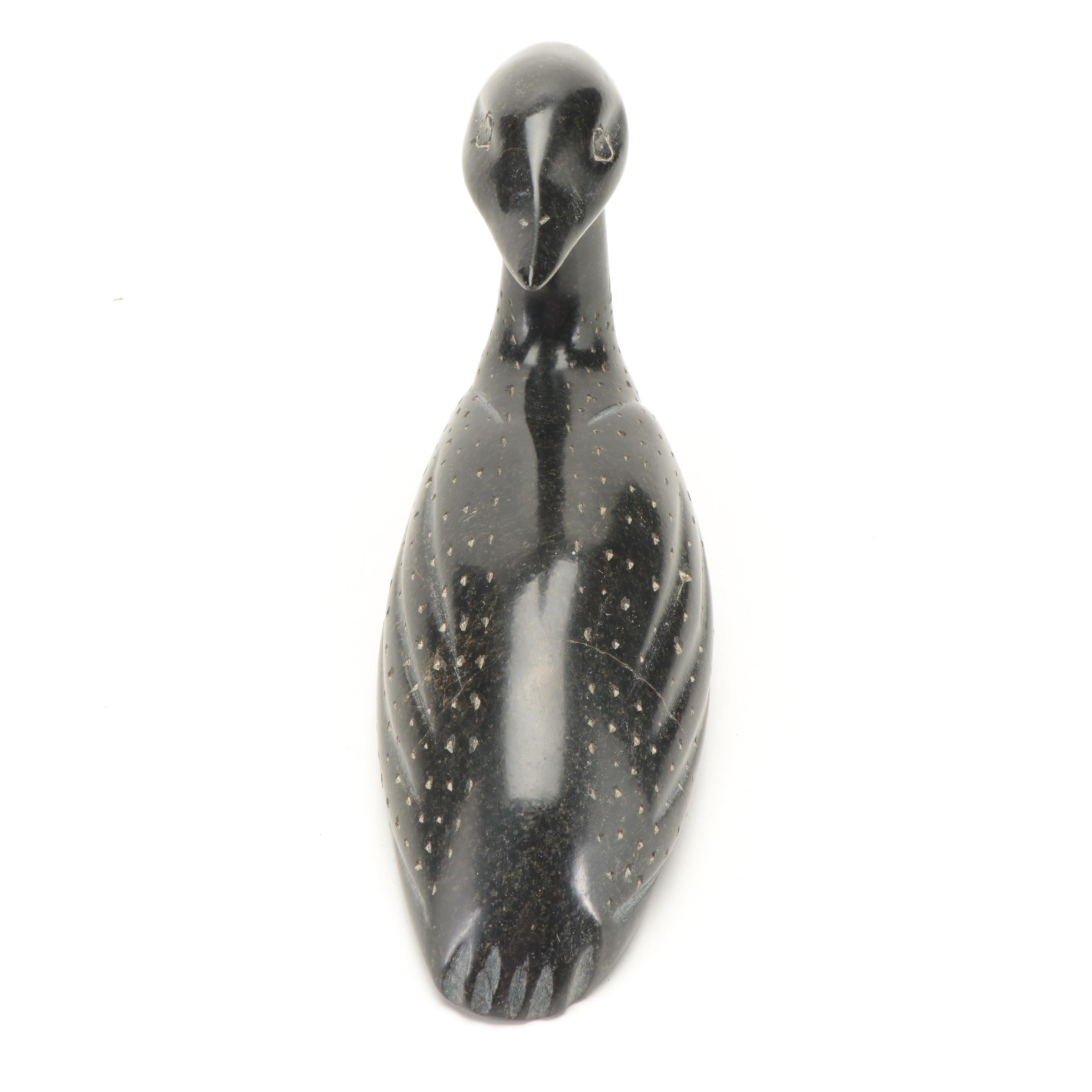 Joanasie Petooloosie Inuit Signed Carved Soapstone Bird Figurine
