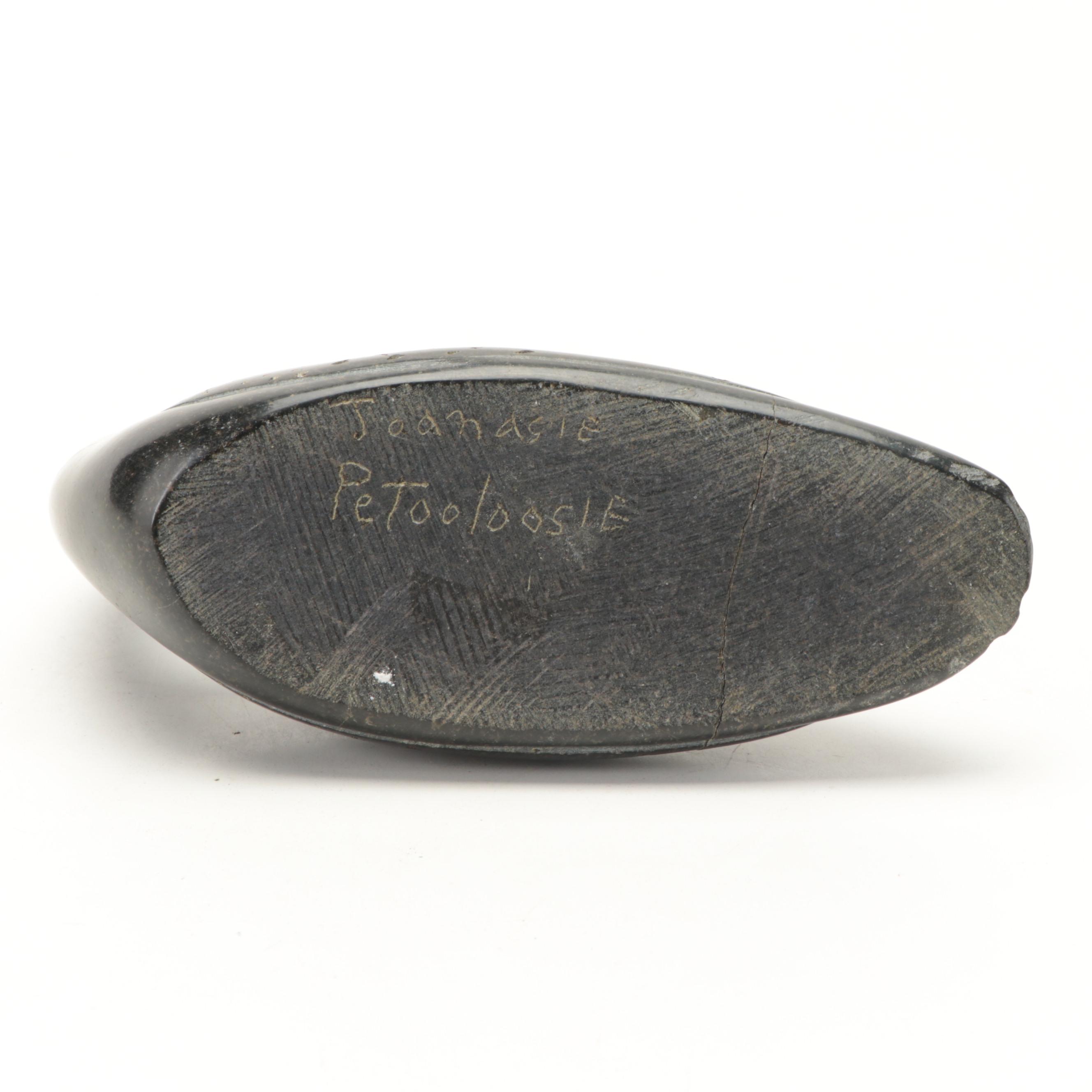 Joanasie Petooloosie Inuit Signed Carved Soapstone Bird Figurine