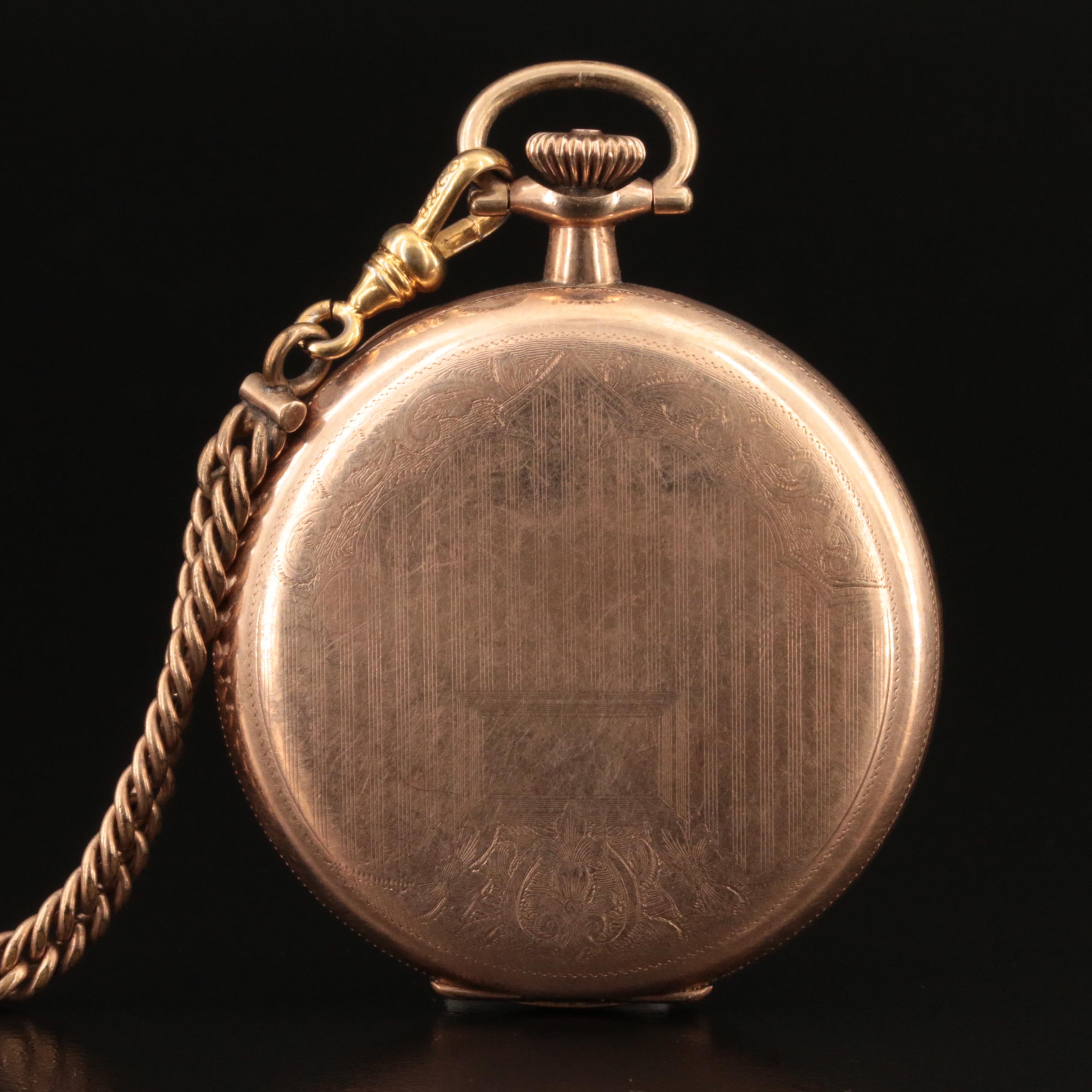 Elgin Gold-Filled Hunting Case Pocket Watch and Chain