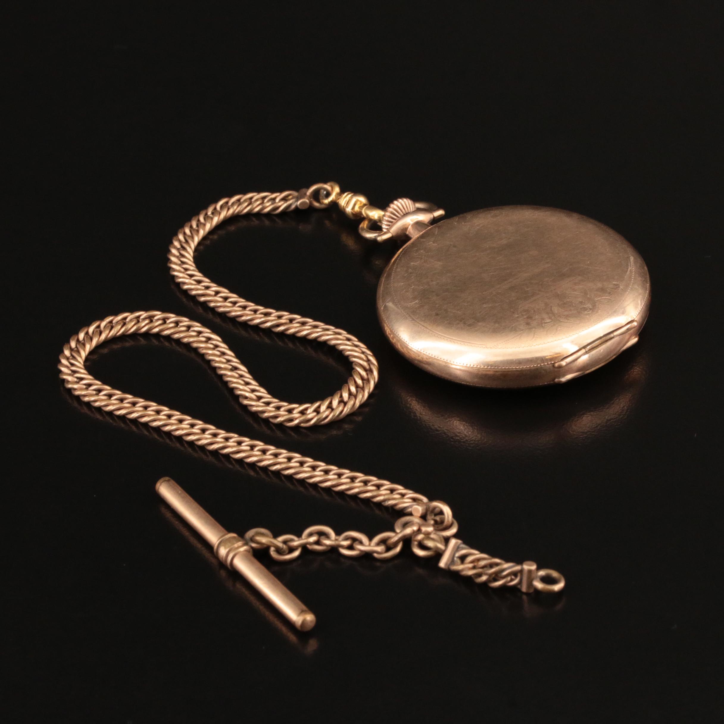 Elgin Gold-Filled Hunting Case Pocket Watch and Chain