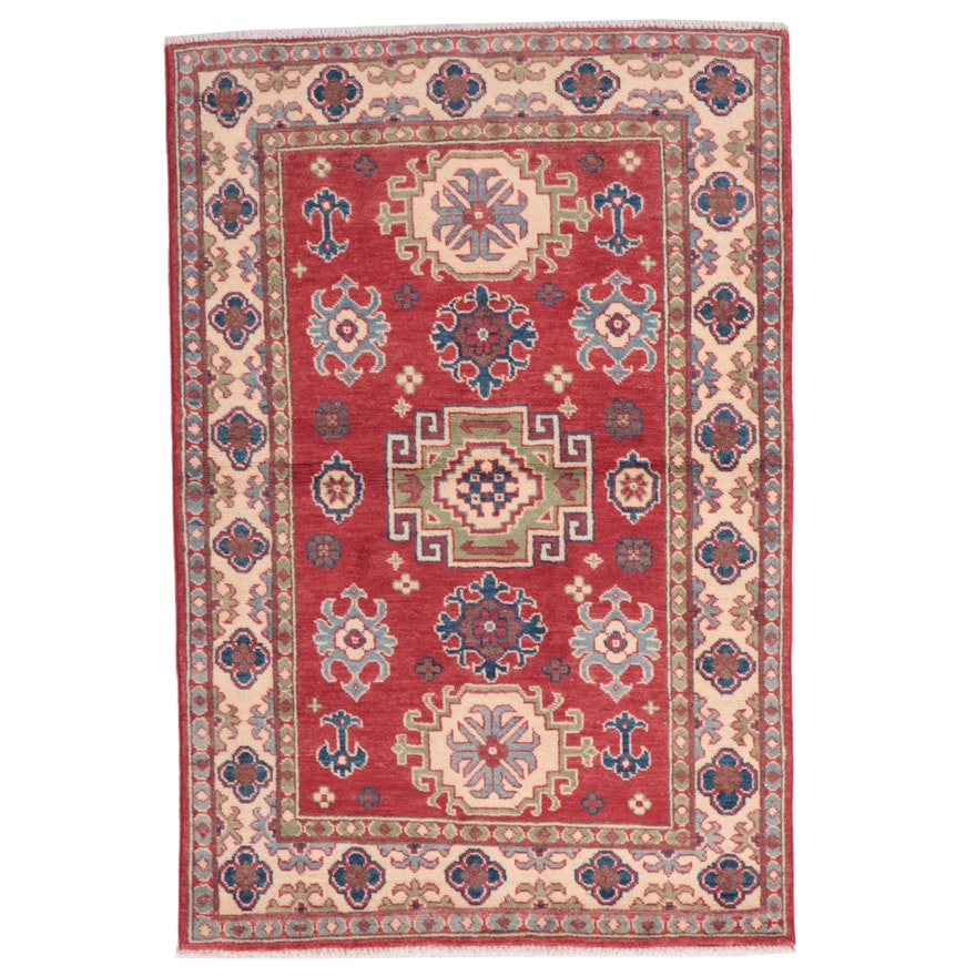 3'4 x 5' Hand-Knotted Pakistani Kazak Area Rug