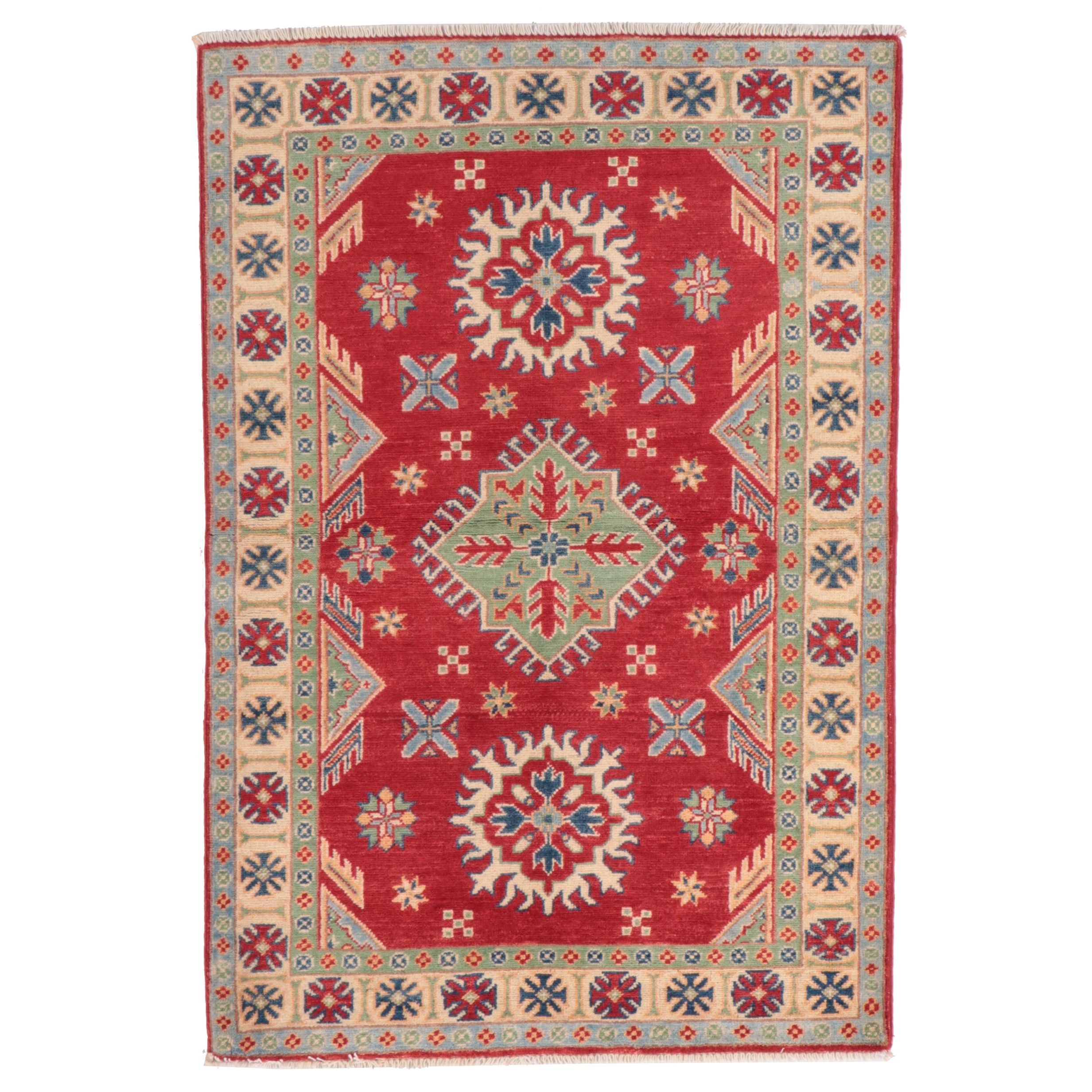 3'4 x 4'11 Hand-Knotted Pakistani Kazak Accent Rug