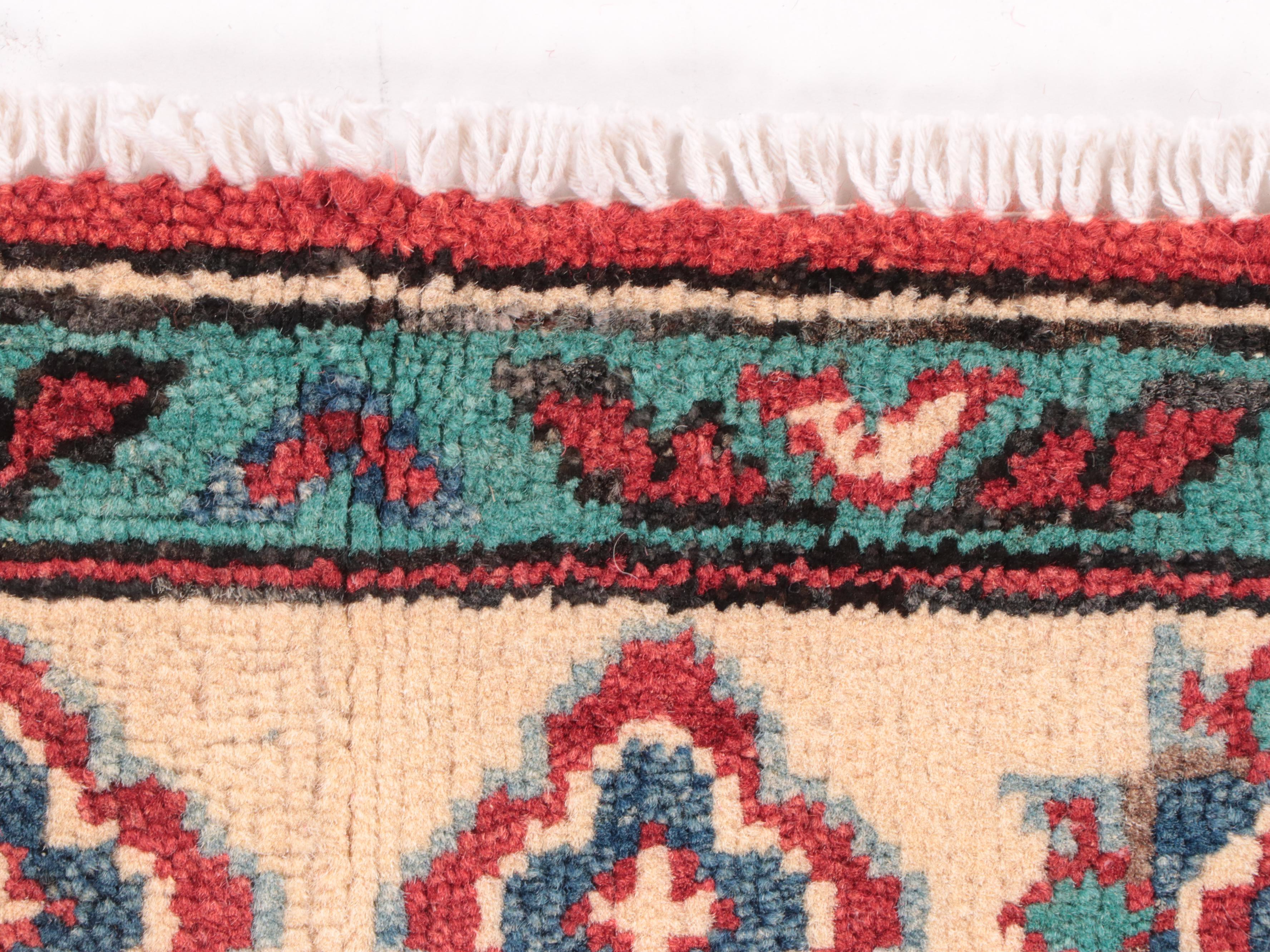 3'4 x 5' Hand-Knotted Afghan Kazak-Style Area Rug