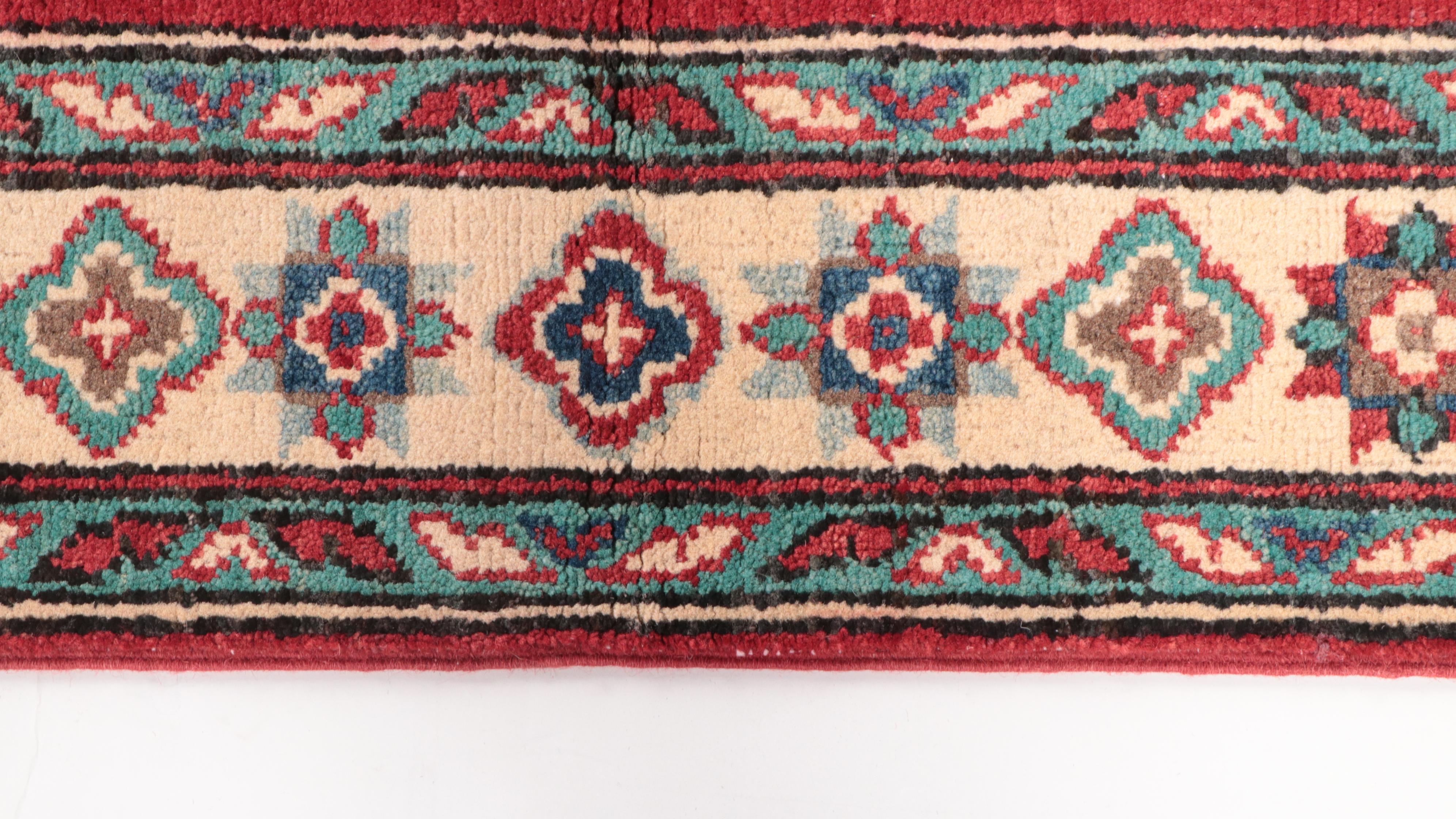 3'4 x 5' Hand-Knotted Afghan Kazak-Style Area Rug