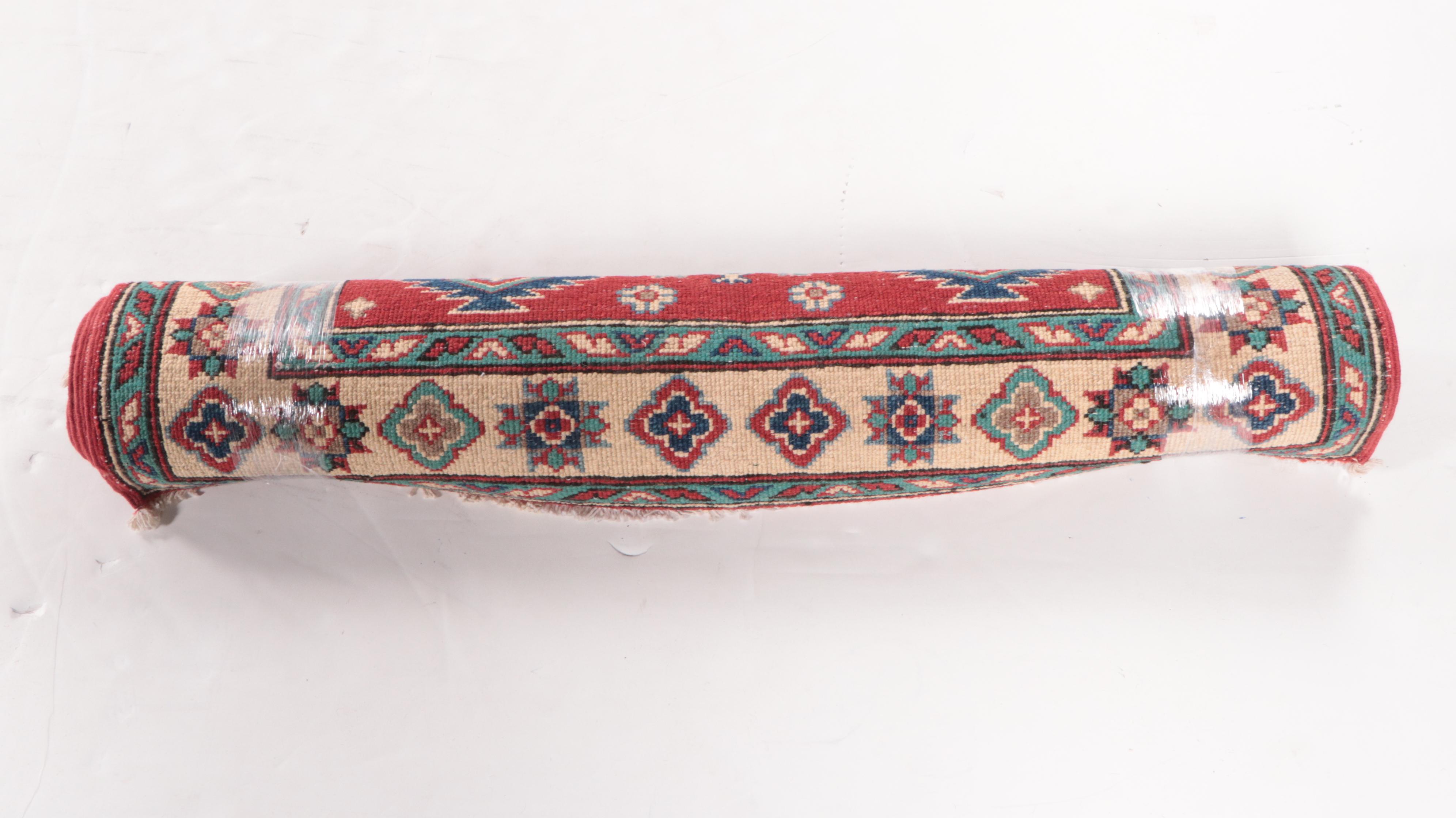 3'4 x 5' Hand-Knotted Afghan Kazak-Style Area Rug