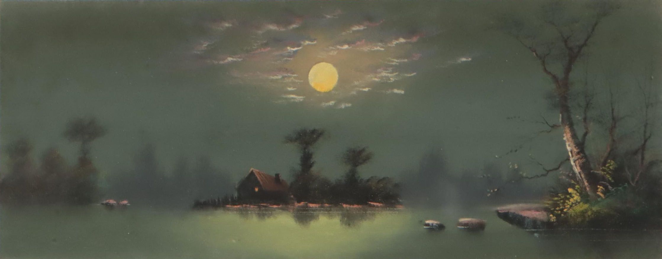Chalk Pastel Drawing of Moonlit Landscape