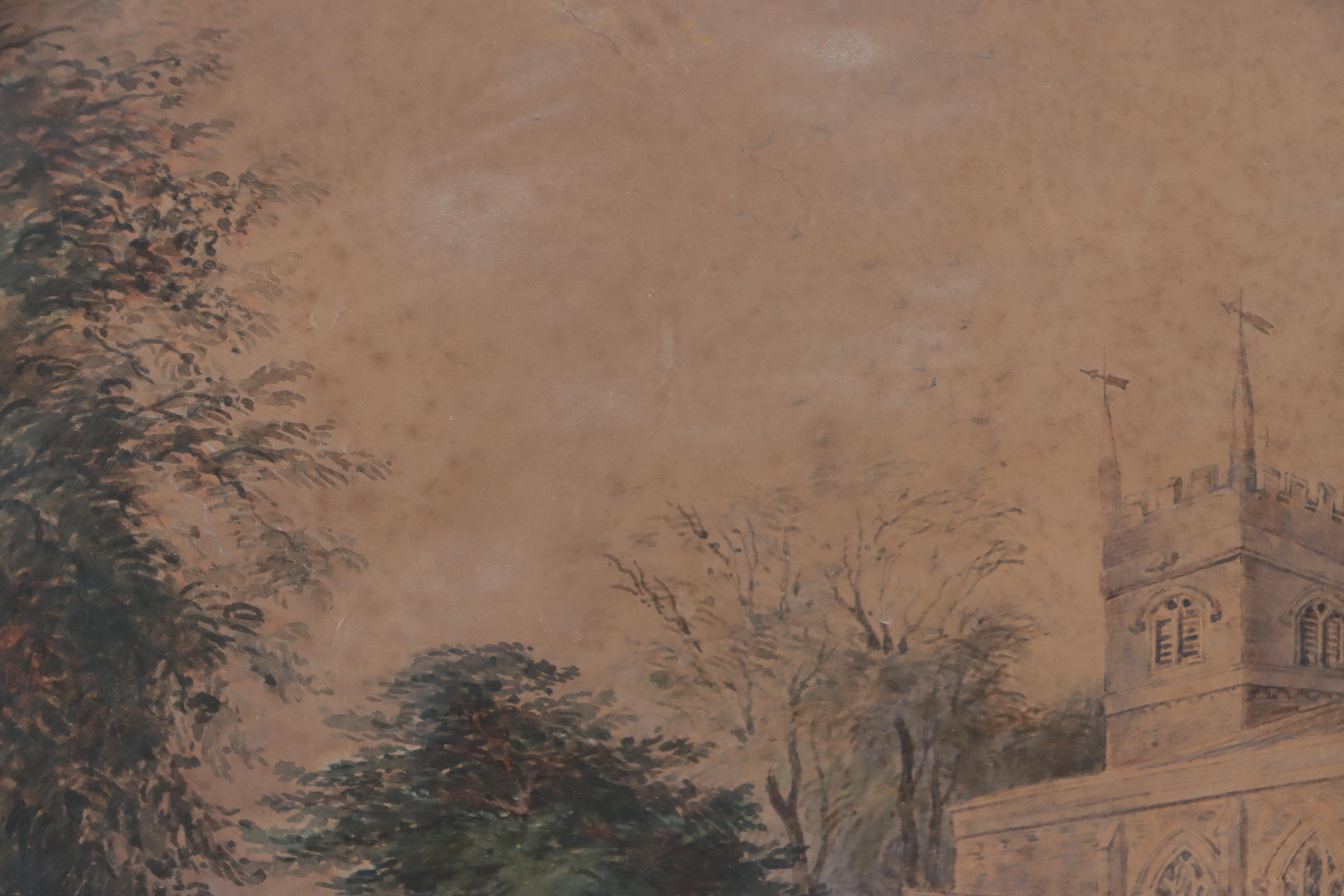 H.H. Hadfield Watercolor Painting of Church, 1853