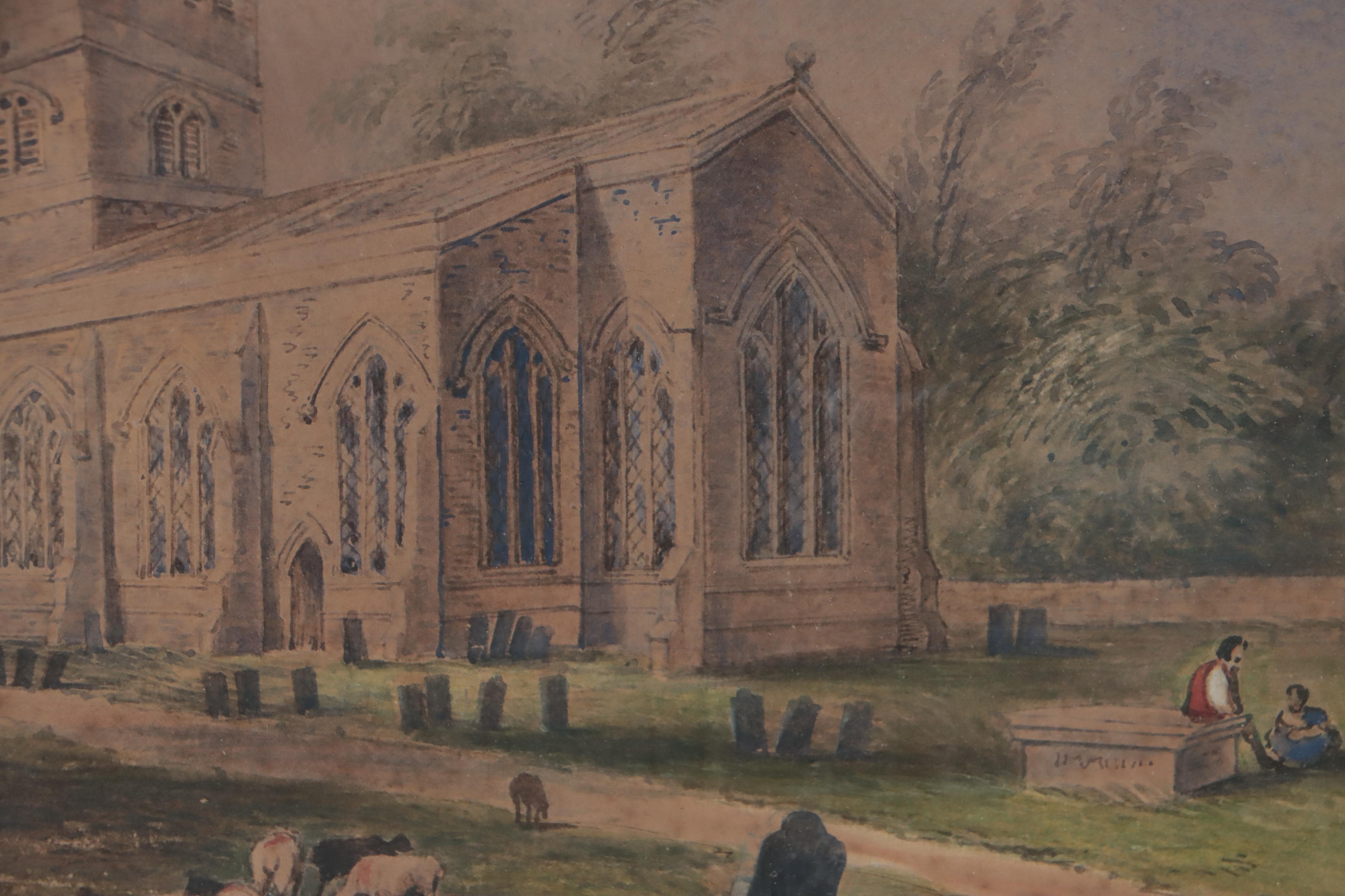 H.H. Hadfield Watercolor Painting of Church, 1853