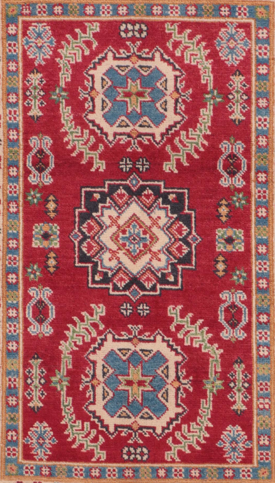 2'7 x 4' Hand-Knotted Pakistani Kazak-Style Accent Rug