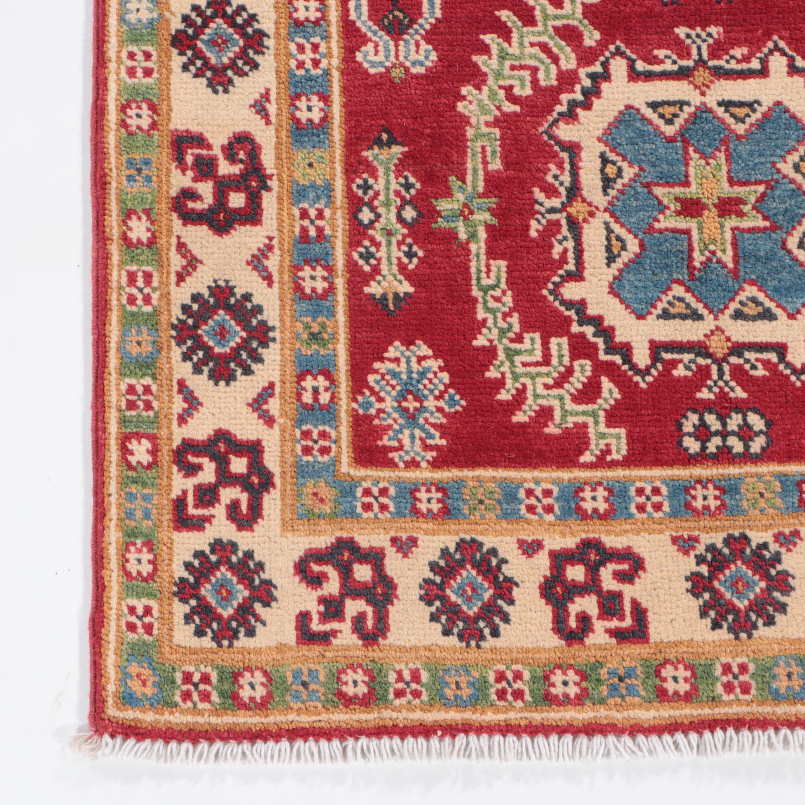 2'7 x 4' Hand-Knotted Pakistani Kazak-Style Accent Rug