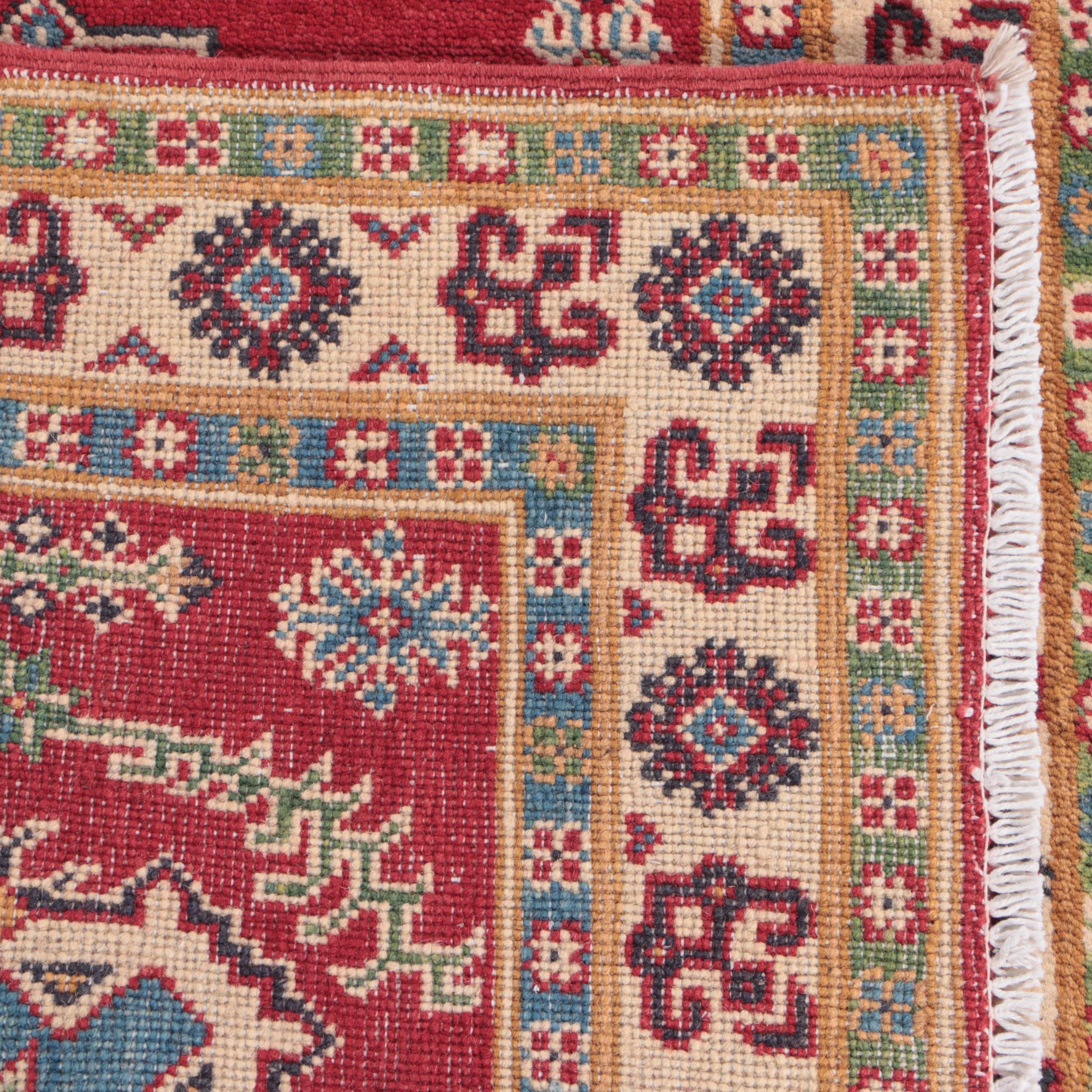 2'7 x 4' Hand-Knotted Pakistani Kazak-Style Accent Rug