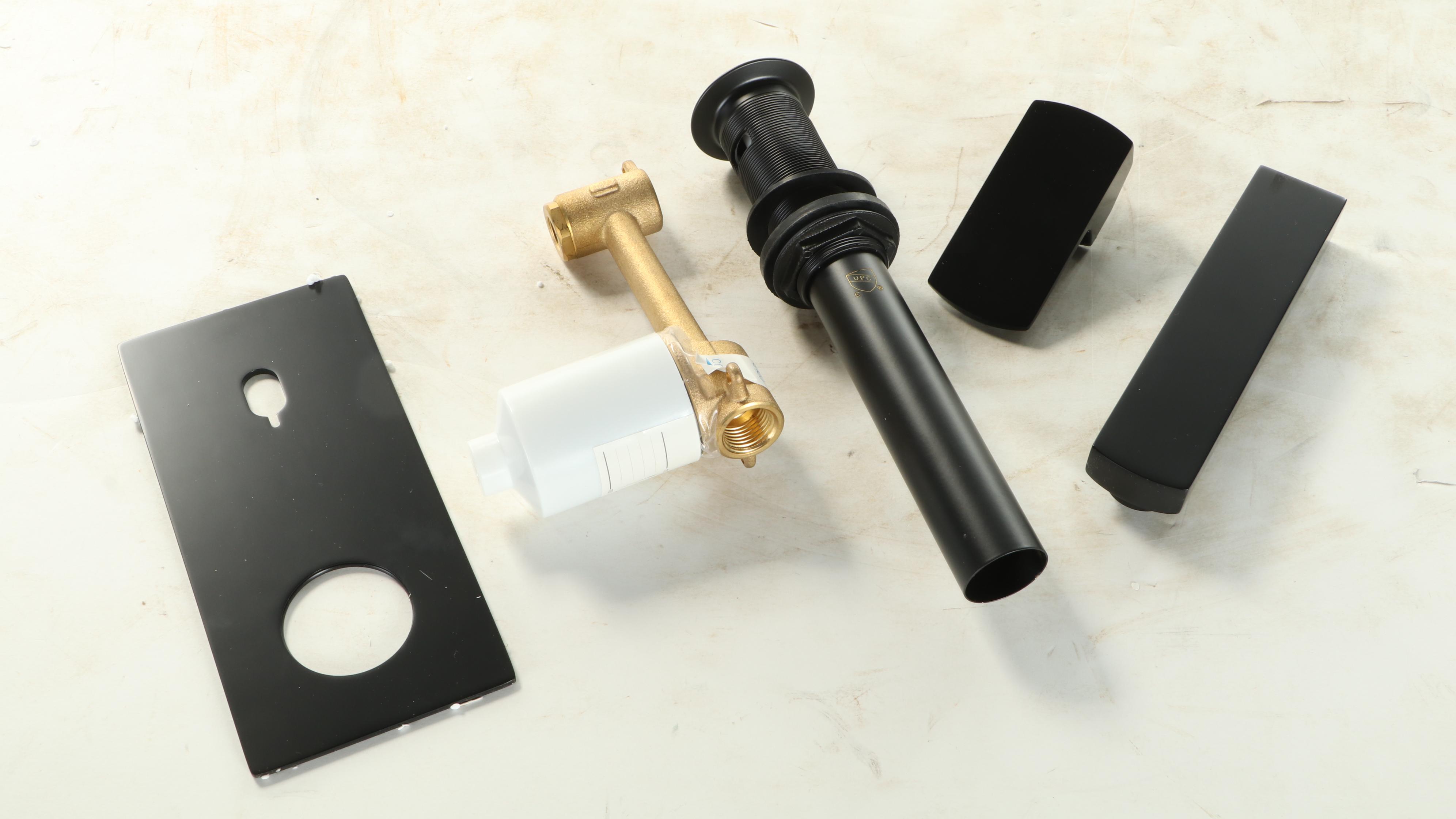 Matte Resin Vessel Sink with Matte Black Wall-Mount Faucet and Pop-Up Drain