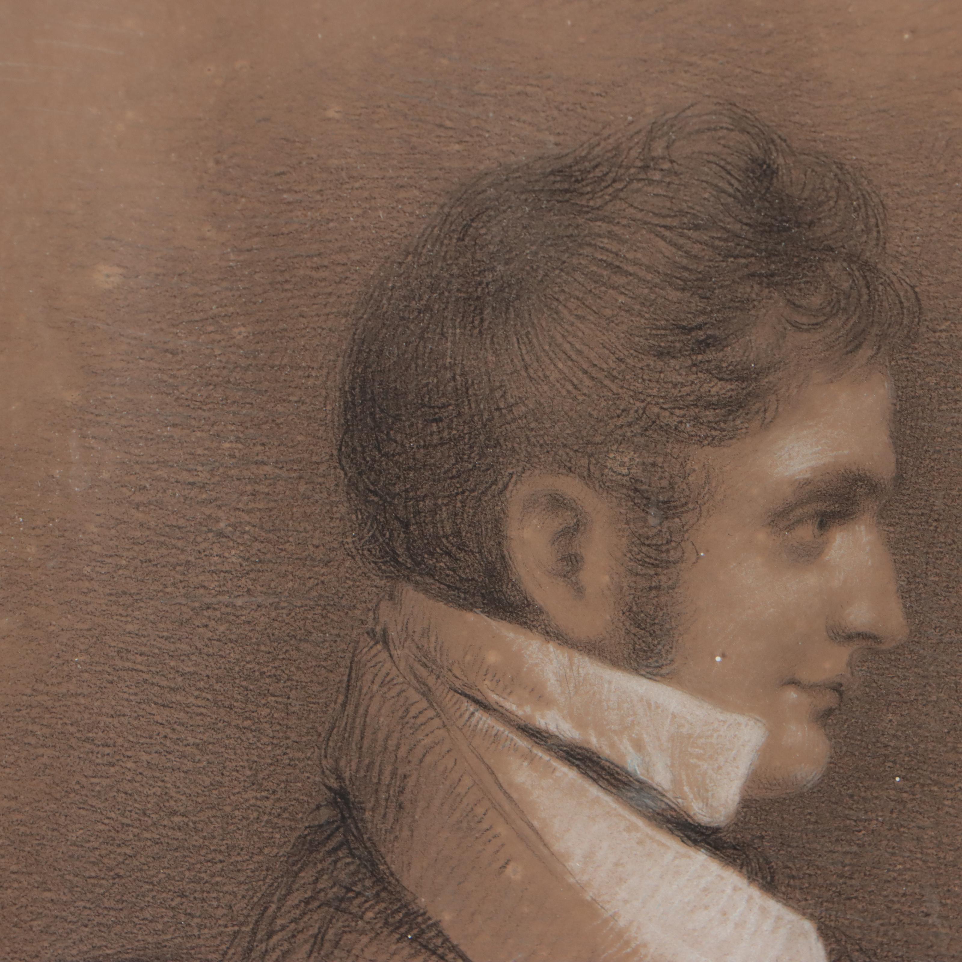 Verre Églomisé Framed Portrait of Man, 19th Century